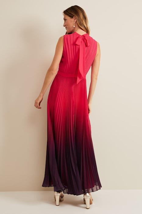 OMBRE PLEATED DRAPED MAXI DRESS FOR EVENING