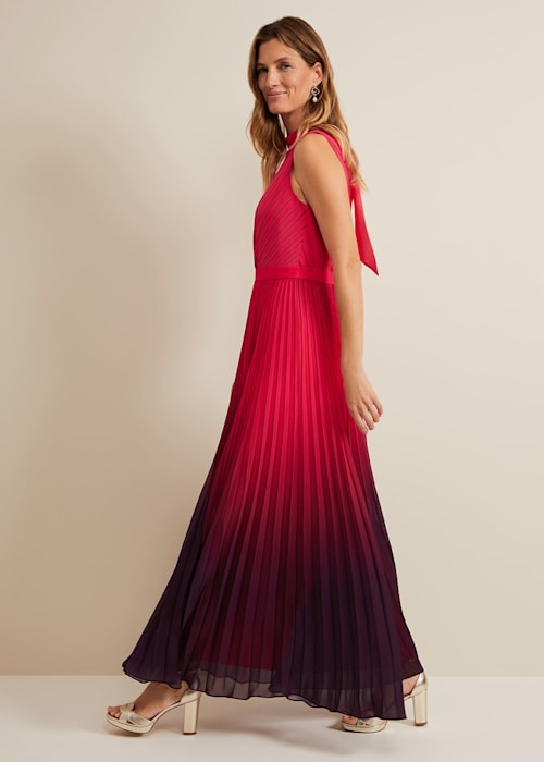 OMBRE PLEATED DRAPED MAXI DRESS FOR EVENING