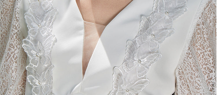 WHITE LACE V-NECK MINI DRESS FOR WEDDING