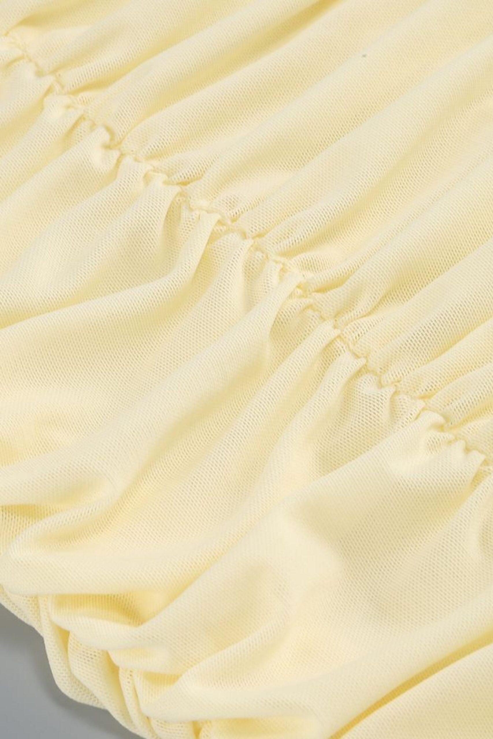 TULLE FLORAL CUTOUT MIDI YELLOW DRESS