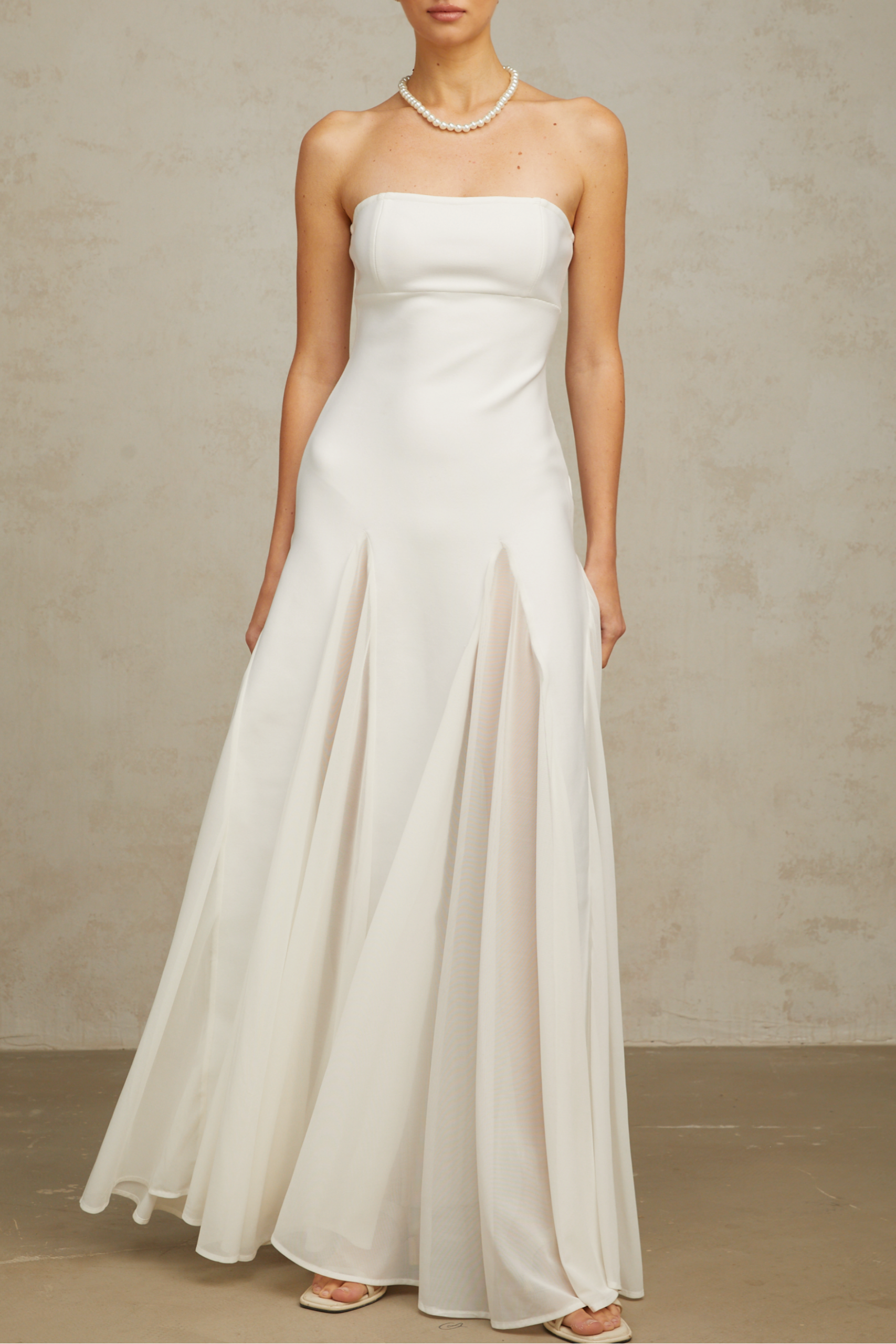 NATHALIE WHITE TULLE MAXI DRESS FOR FORMAL EVENTS