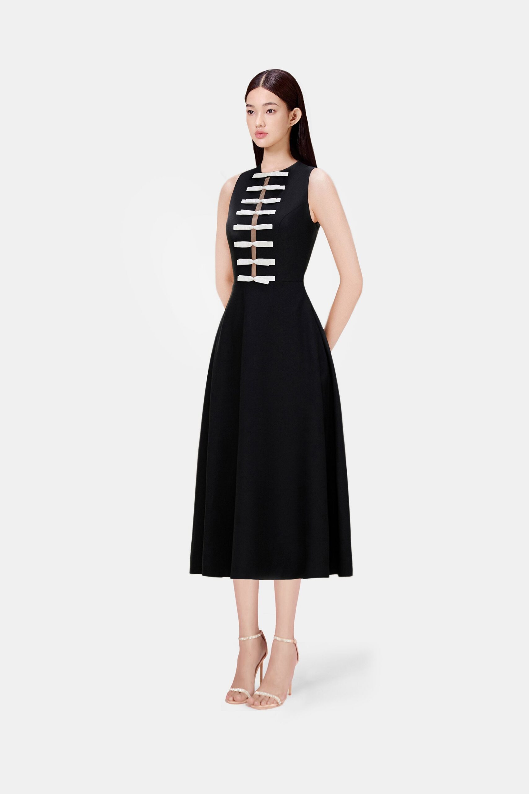 BOW TIED MIDI DRESS FOR WEDDING GUEST