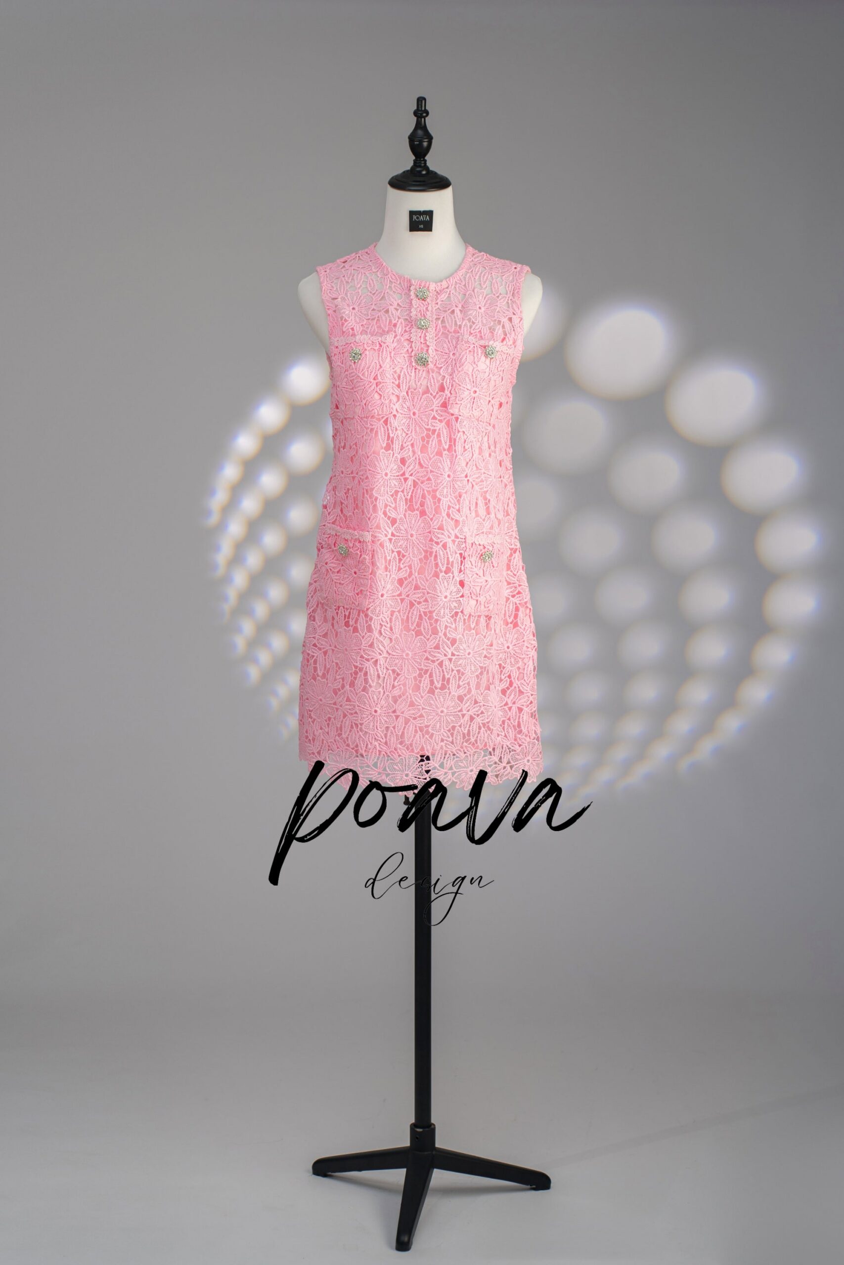 LACE FLORAL MINI DRESS IN PINK