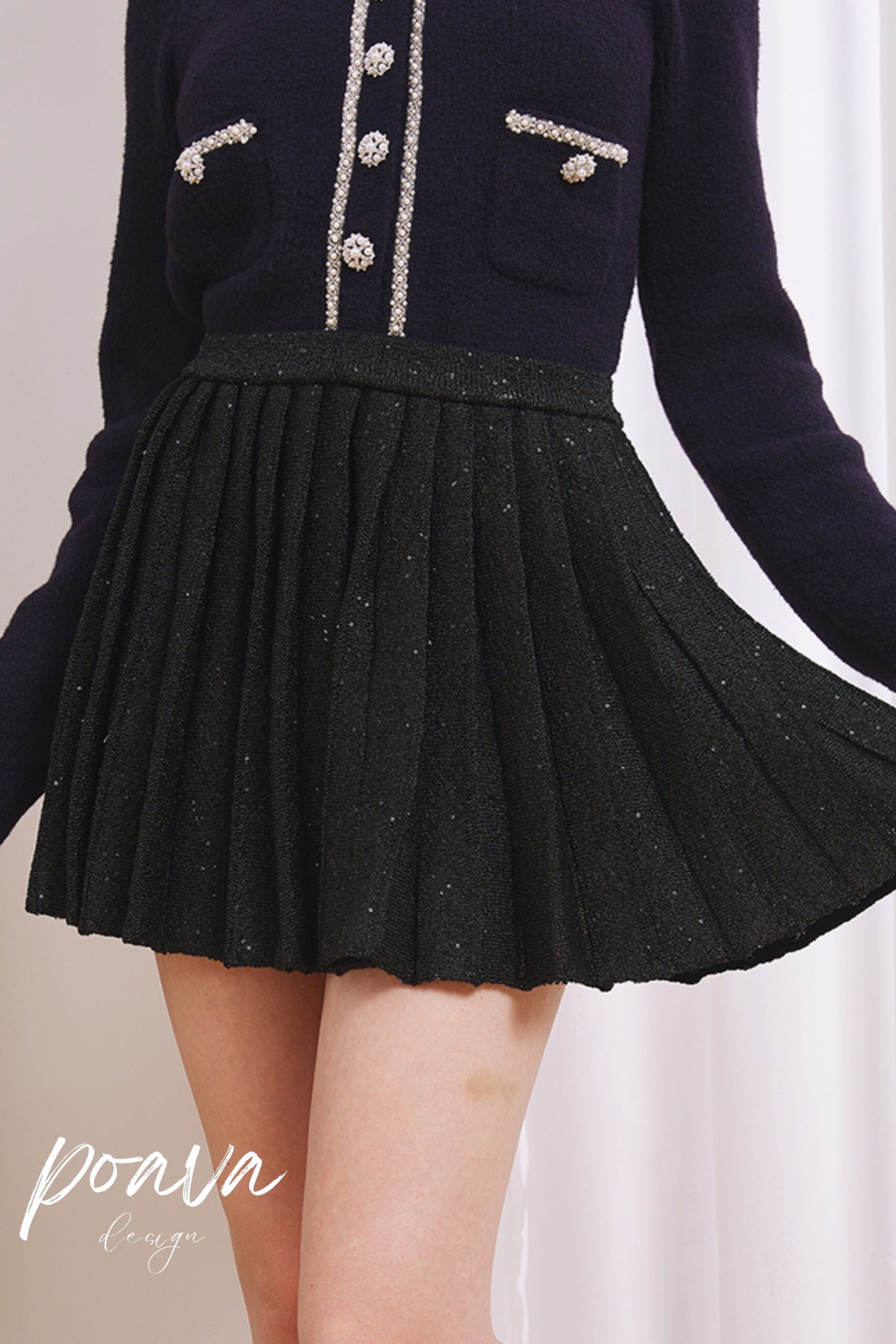 A-LINE PLEATED MINI BLACK DRESS