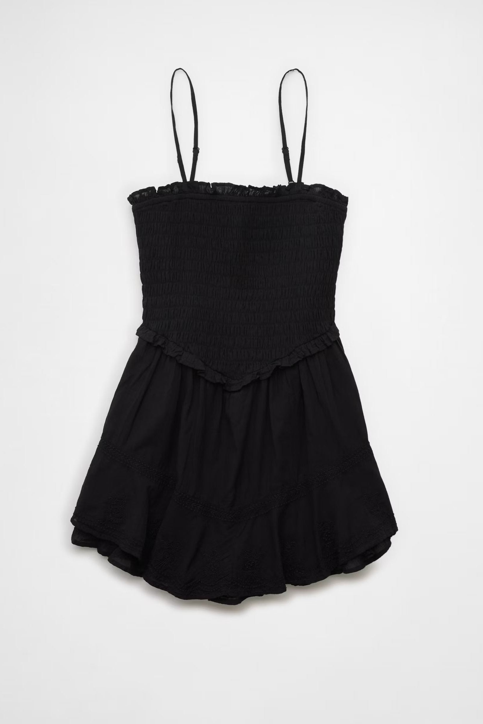 BLACK RUFFLE TIERED ROMPER MINI DRESS FOR PARTY