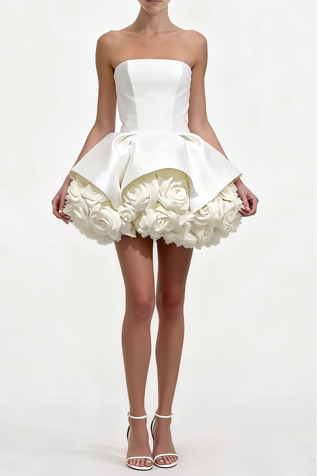 22bd76be3399f6bd8ca16fcc23923fe9 SALLY STRAPLESS WHITE FLOWER MINI DRESS FOR PARTY