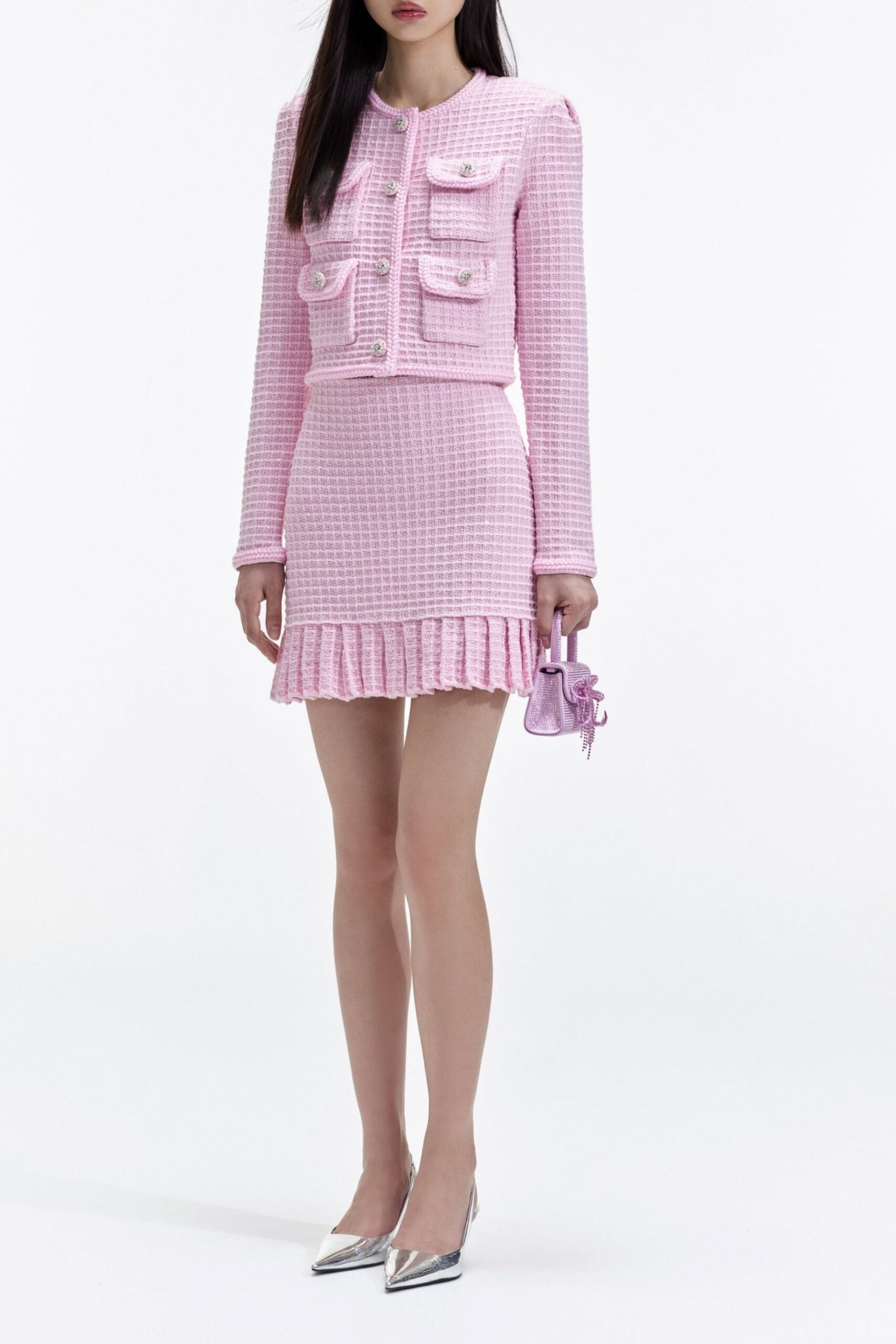 PINK SEQUIN KNIT BLAZER FOR PARTIES