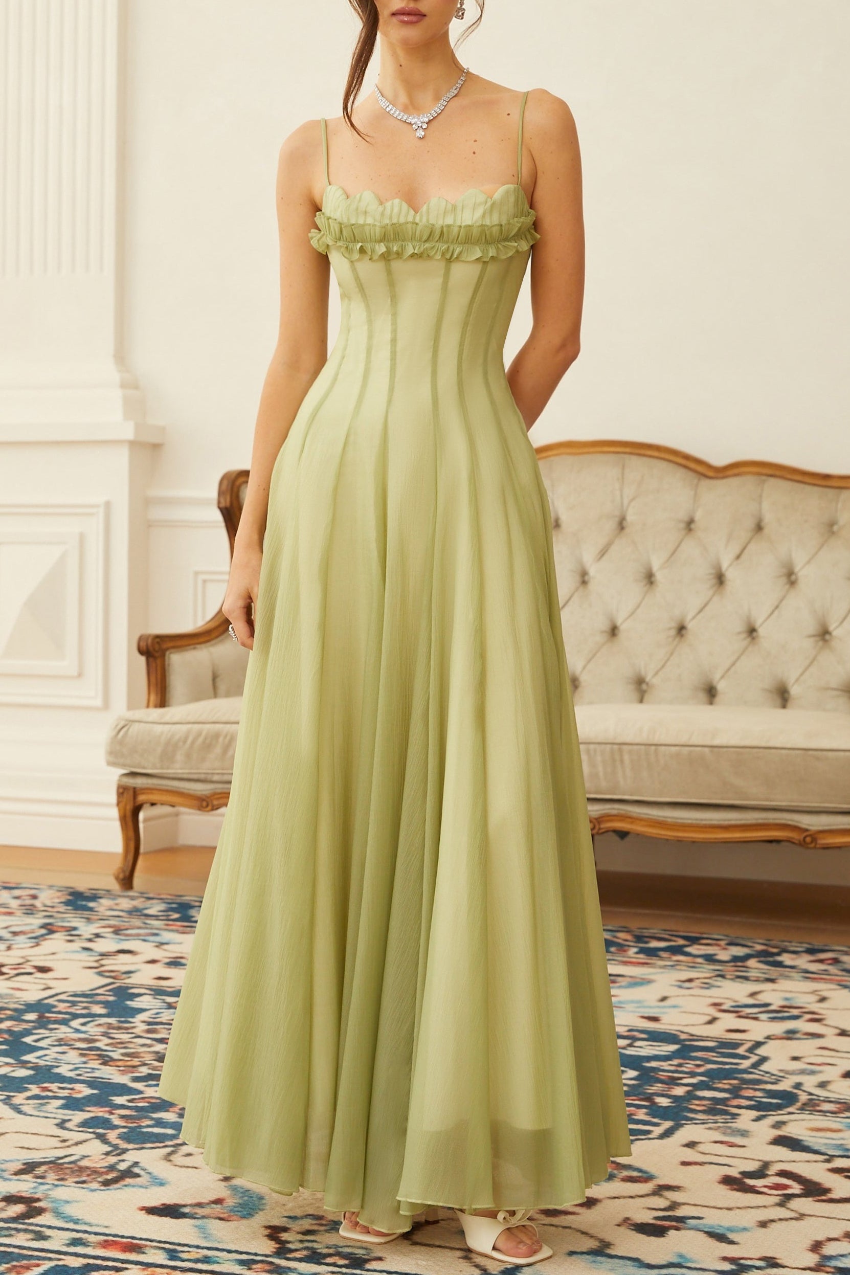 23025-10-13MR-20107_eafcbd96-b47a-43d2-aca8-4f5a333108ac MATCHA RUFFLED SHIRRED TULLE MAXI DRESS