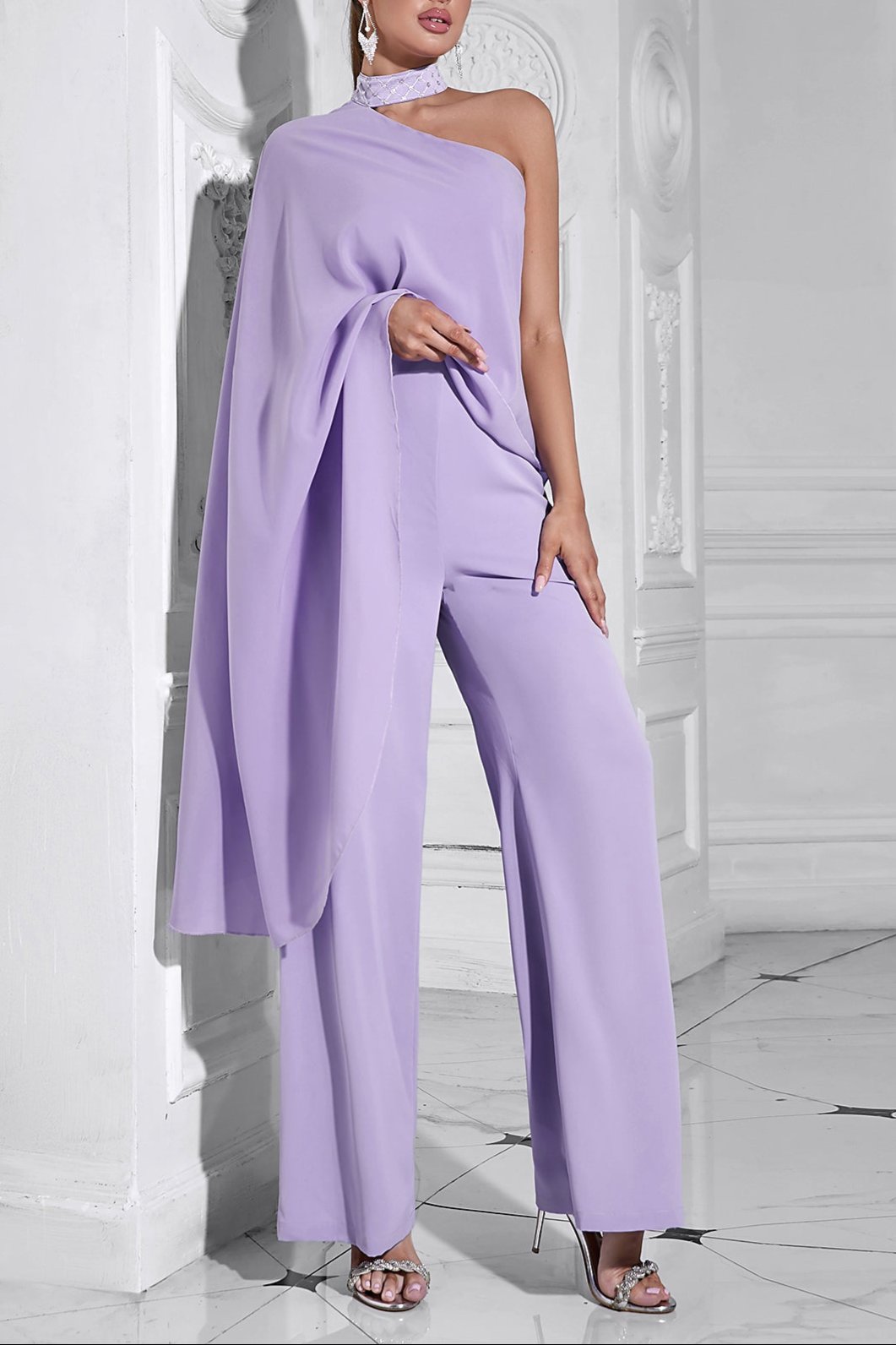 2309443869 HALTER SHAWL JUMPSUIT PURPLE FORMAL EVENING