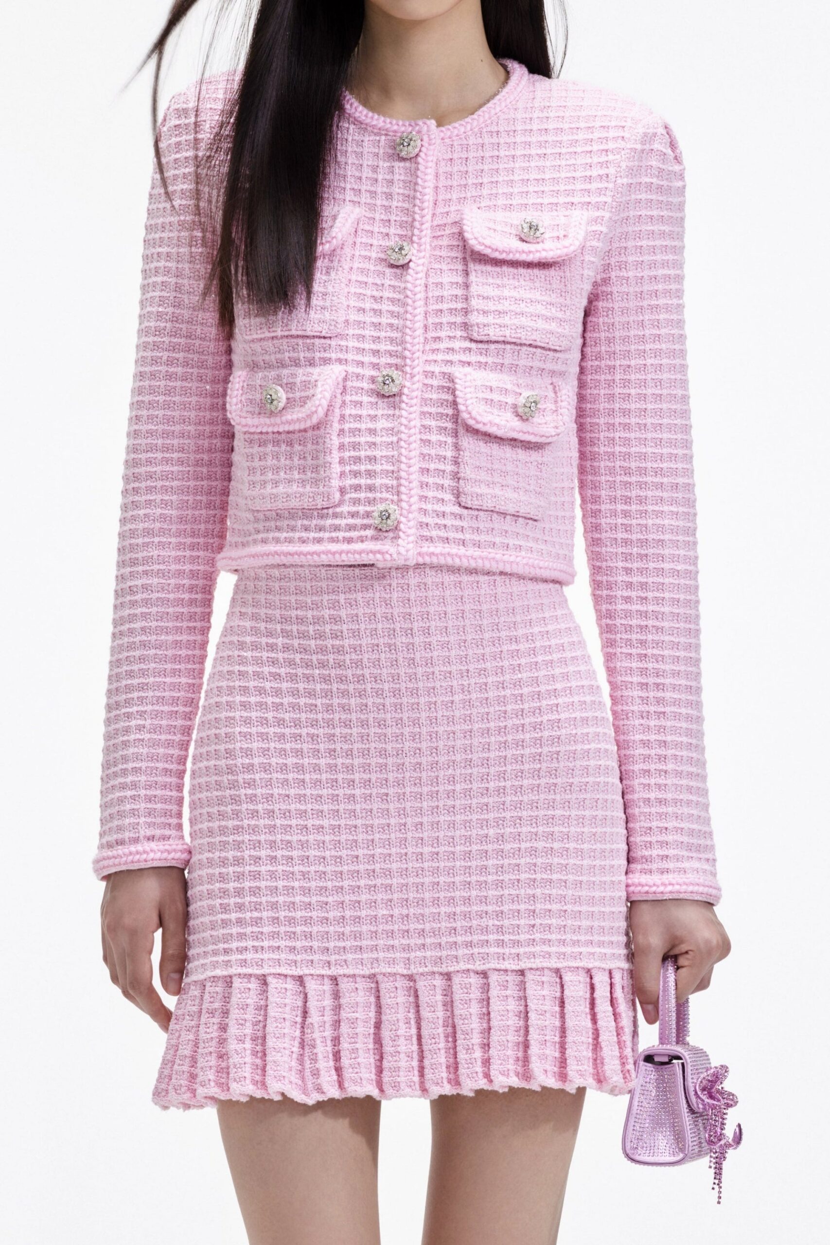 PINK SEQUIN KNIT BLAZER FOR PARTIES