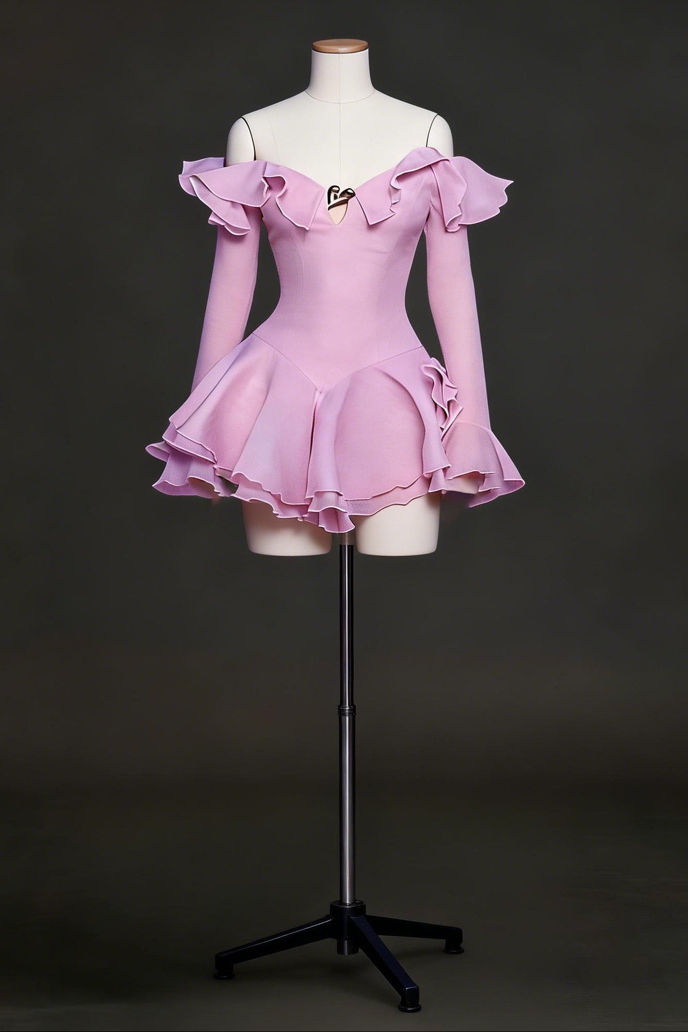 RUFFLED PINK HALTER MINI DRESS FOR PARTY