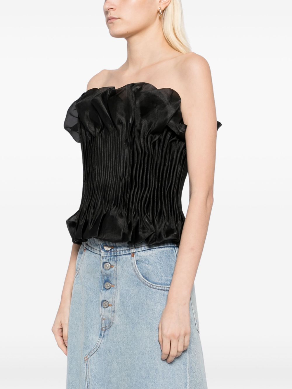 PRINTED RUFFLE TOP, BLACK, CASUAL DATE NIGHT