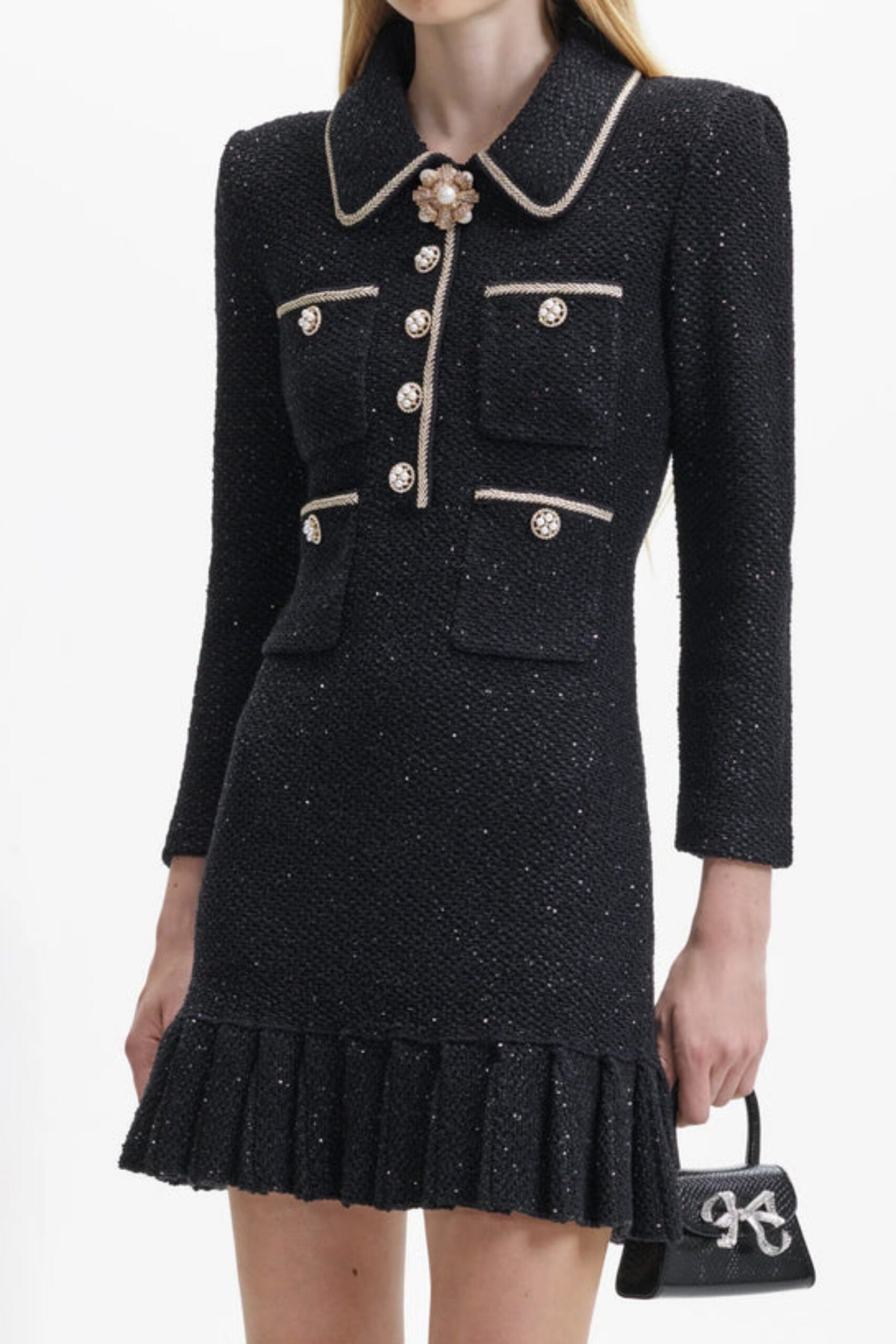 BLACK SEQUIN KNIT MINI PARTY DRESS