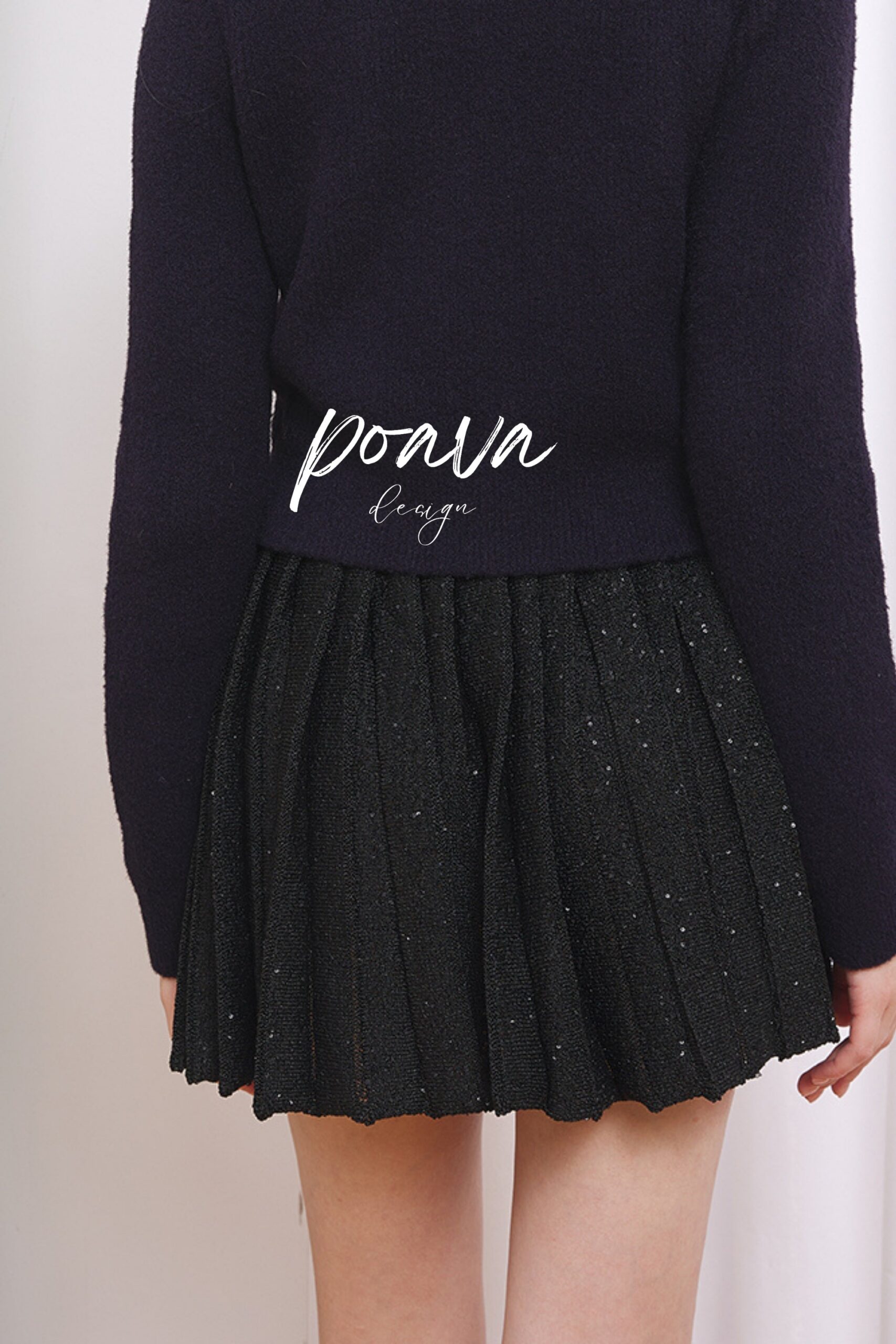 A-LINE PLEATED MINI BLACK DRESS