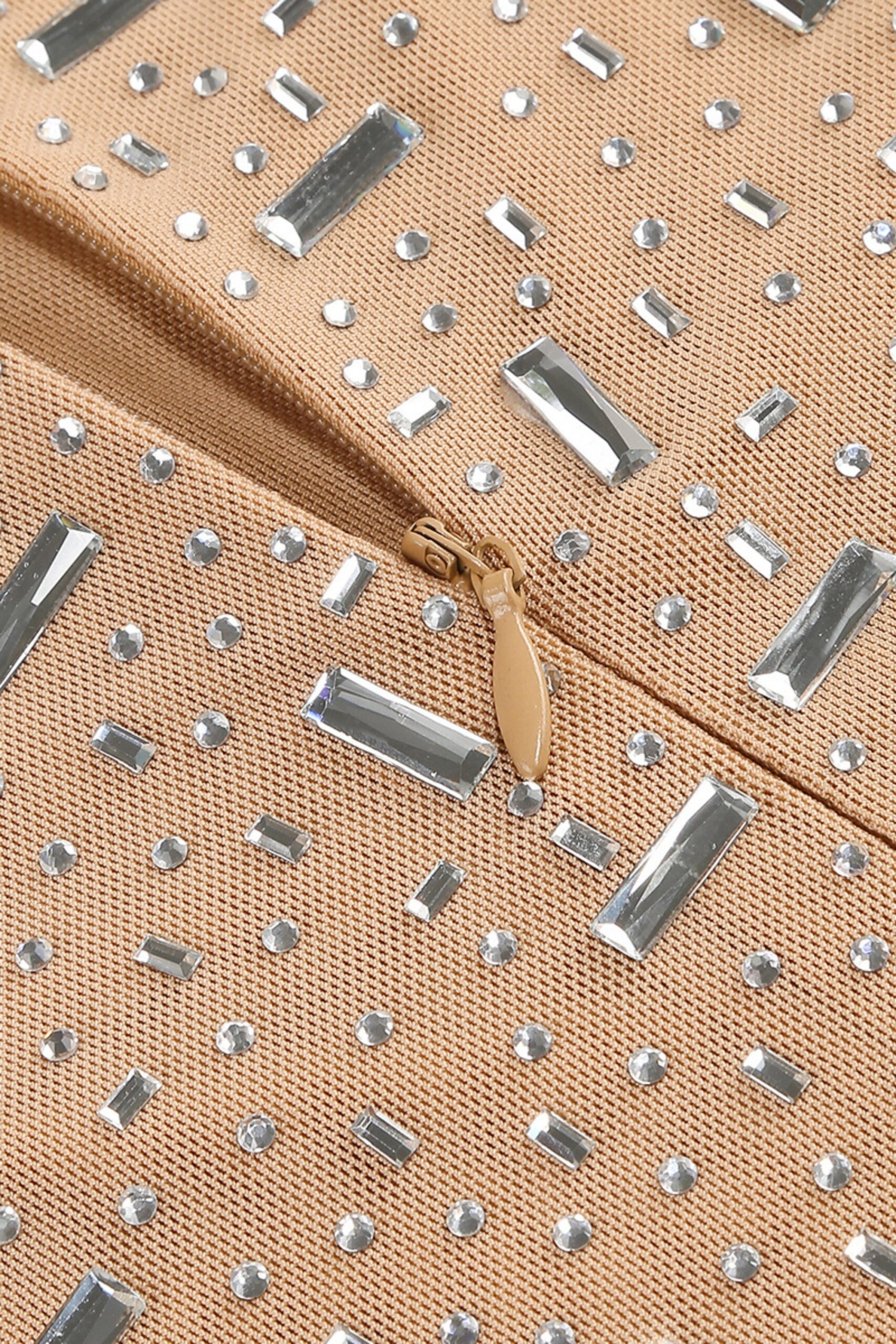 ELASTIC EMBELLISHED MINI DRESS, SKIN TONE, PARTY