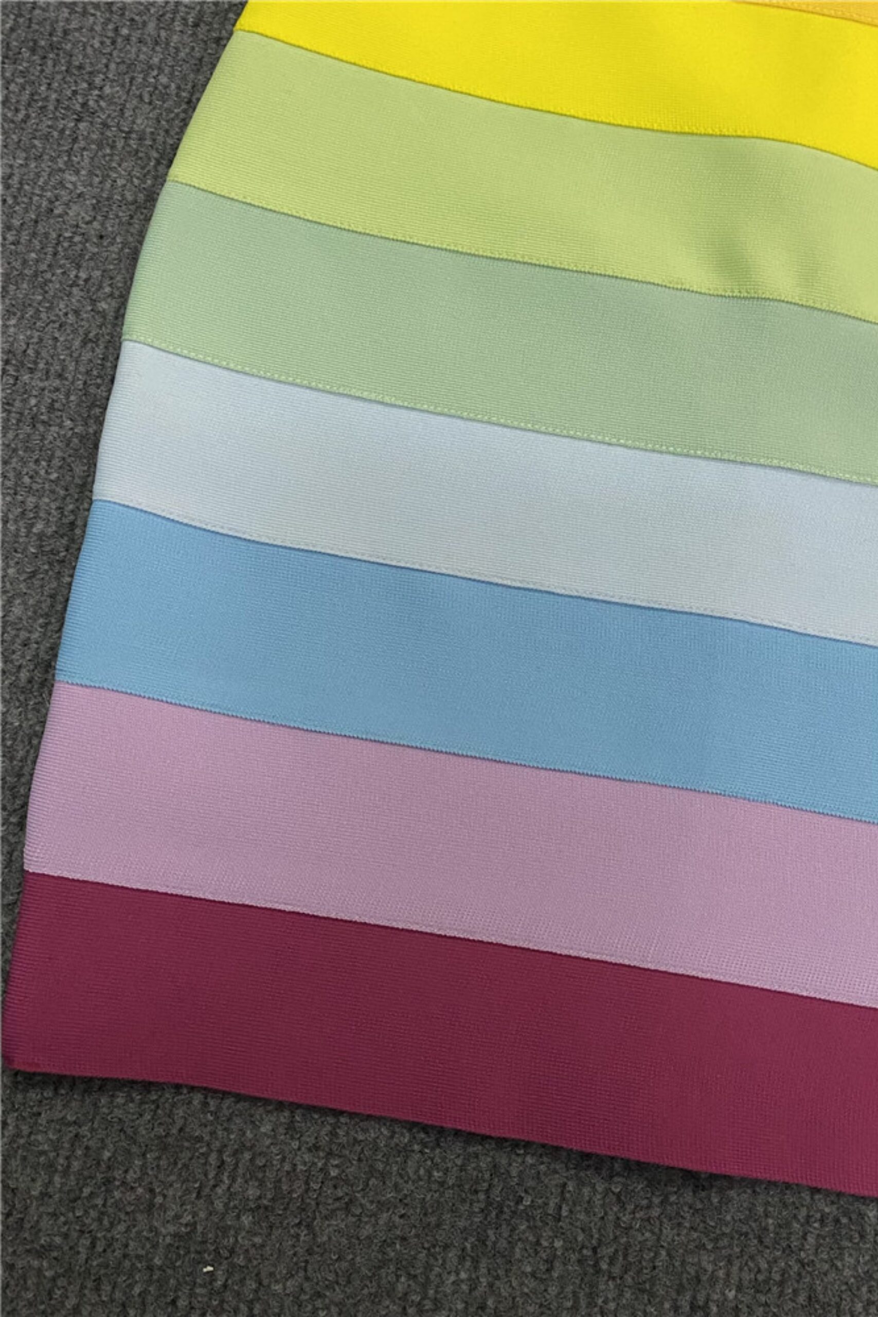 RAINBOW SLEEVELESS BANDAGE MINI PARTY DRESS