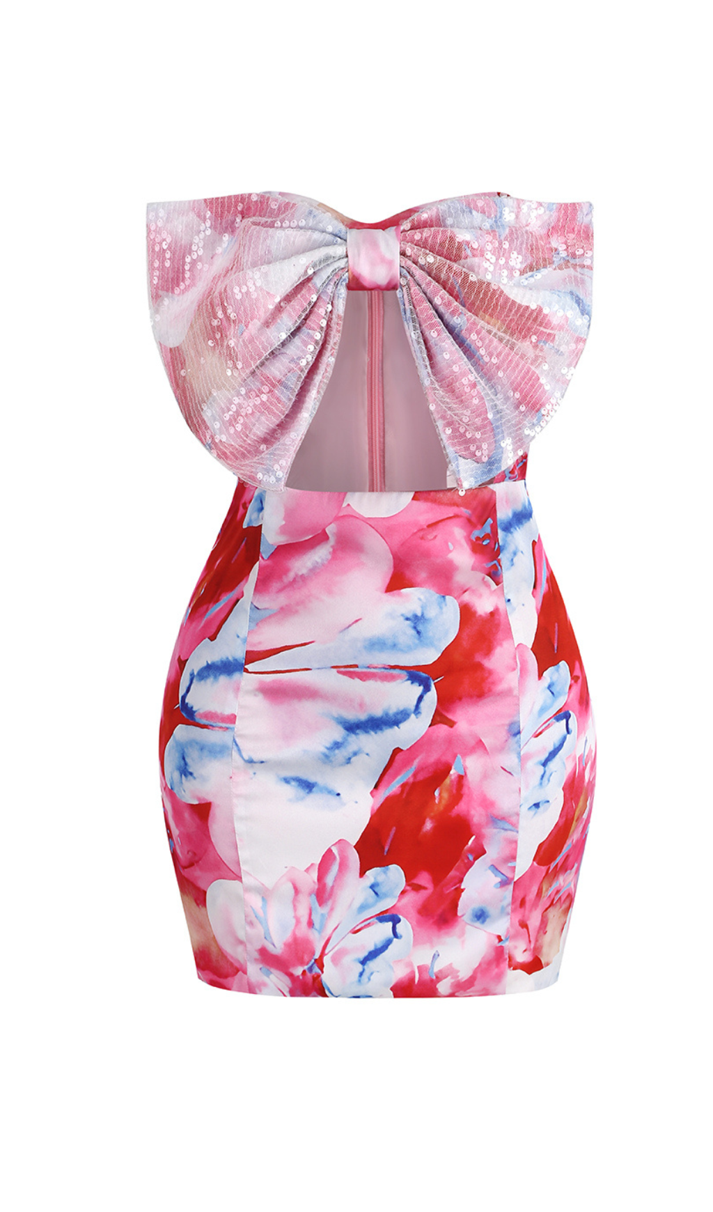 STRAPLESS PRINTED BOW MINI DRESS FOR PARTY