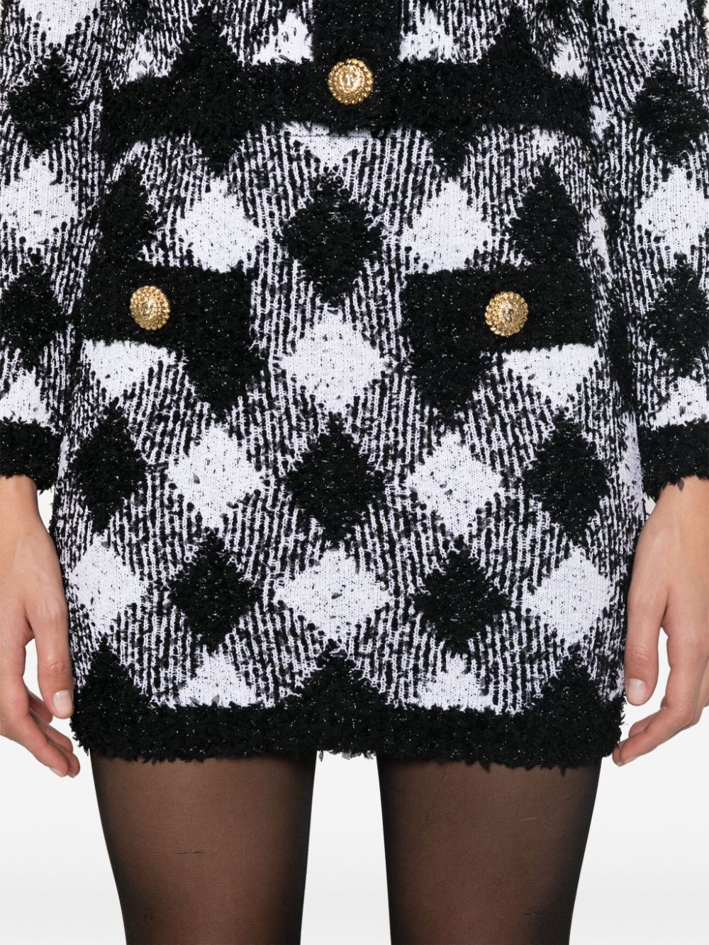 GINGHAM TWEED MINI SKIRT FOR OFFICE