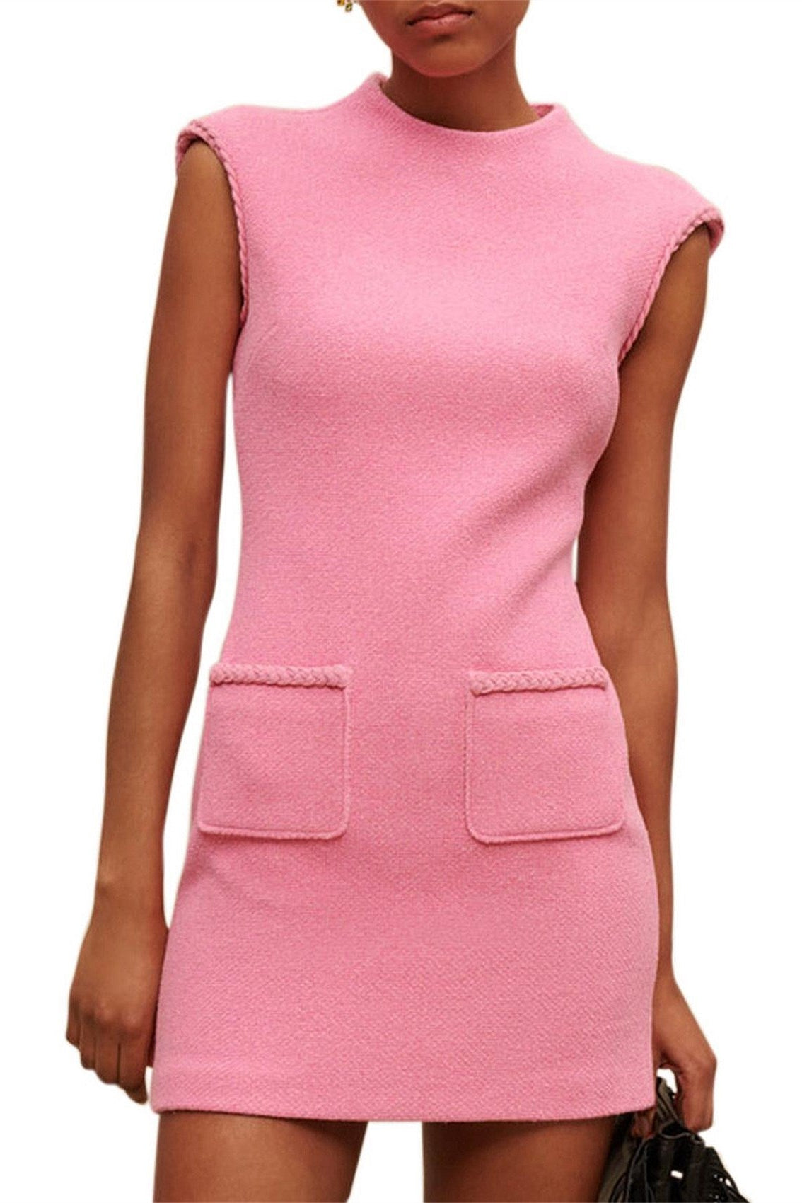 2493021_22072226_10371474 JESSICA SLEEVELESS TWEED PINK MINI COCKTAIL DRESS