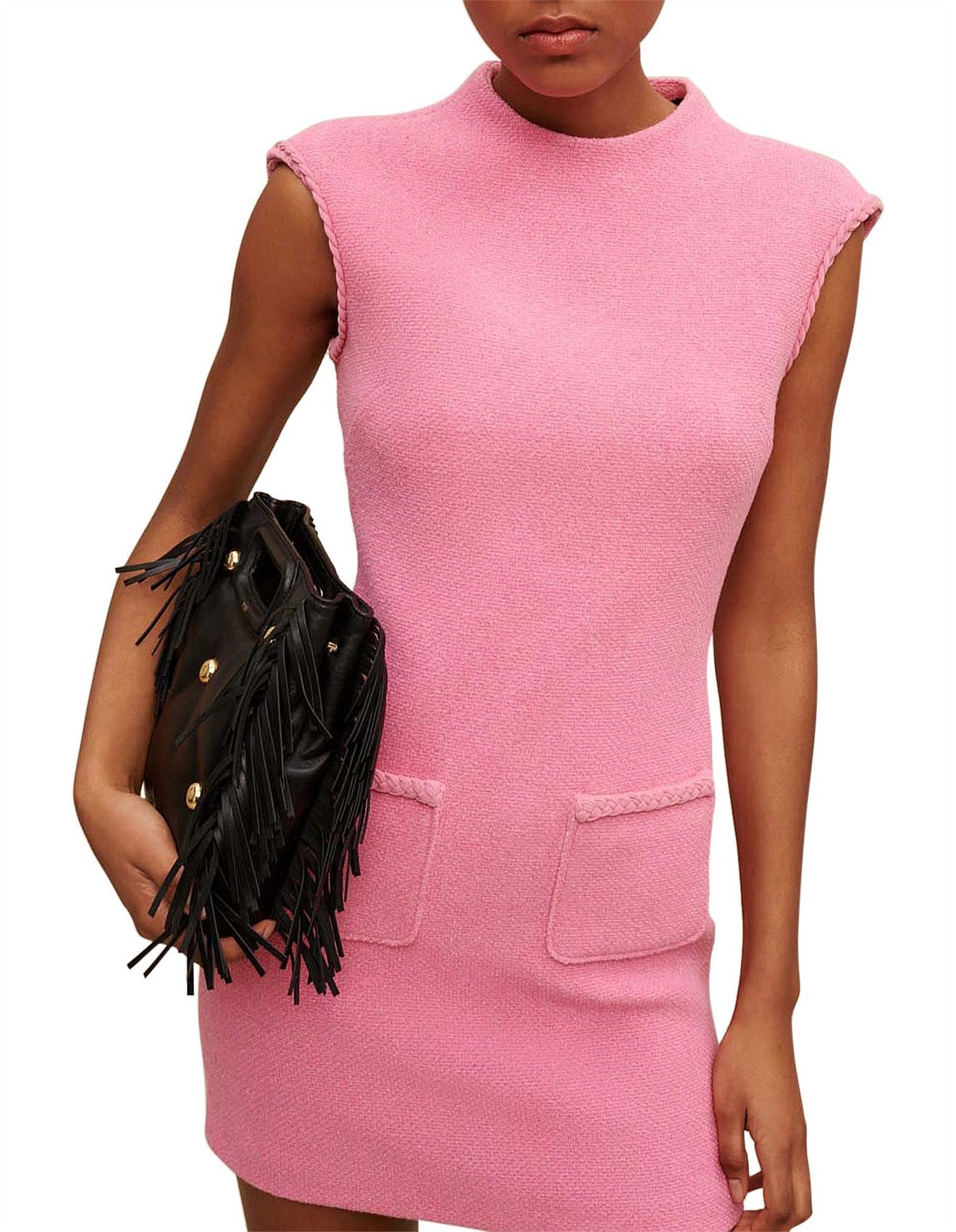 JESSICA SLEEVELESS TWEED PINK MINI COCKTAIL DRESS