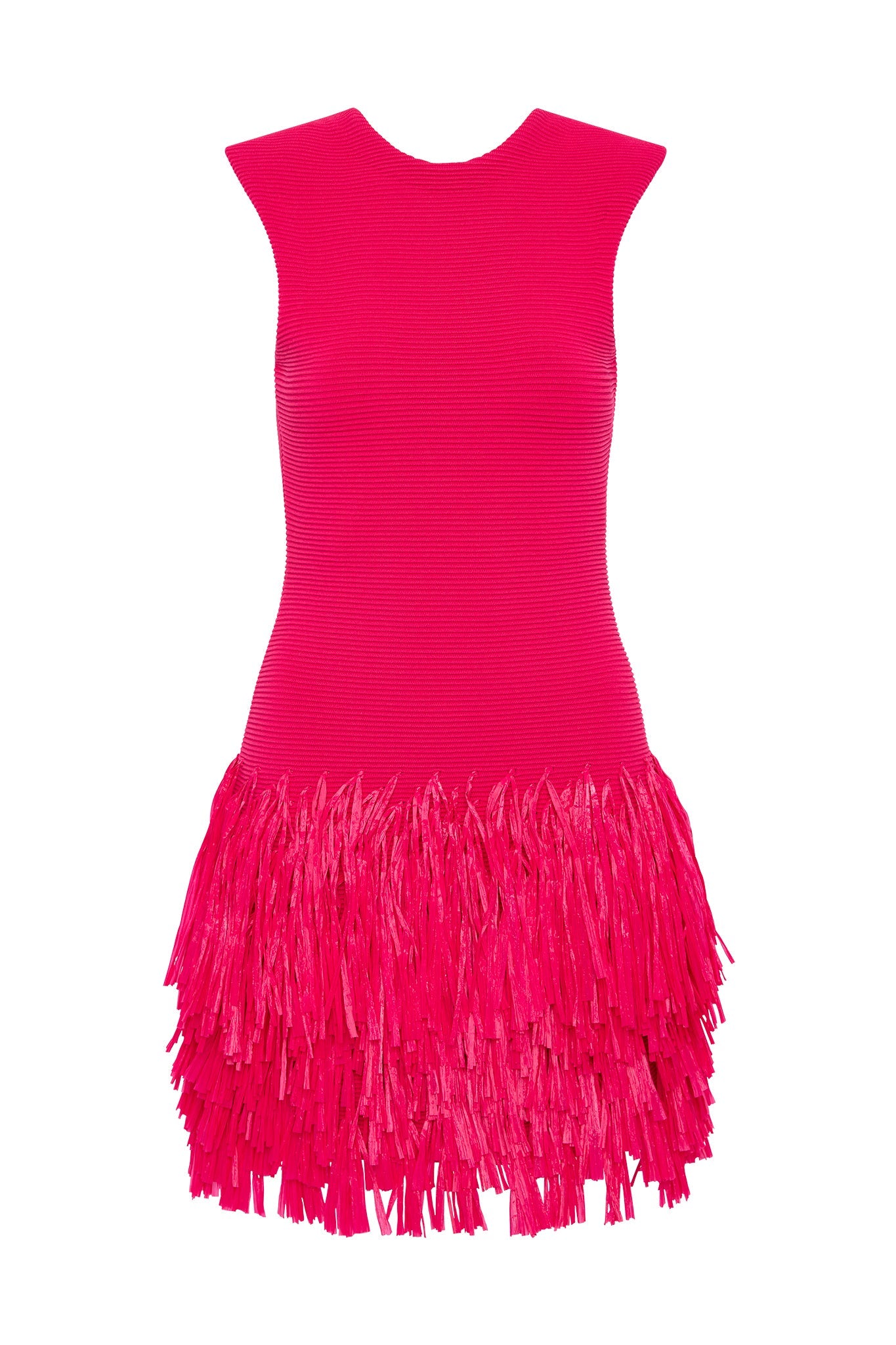 GLORIA SLEEVELESS RED RAFFIA KNIT MINI DRESS