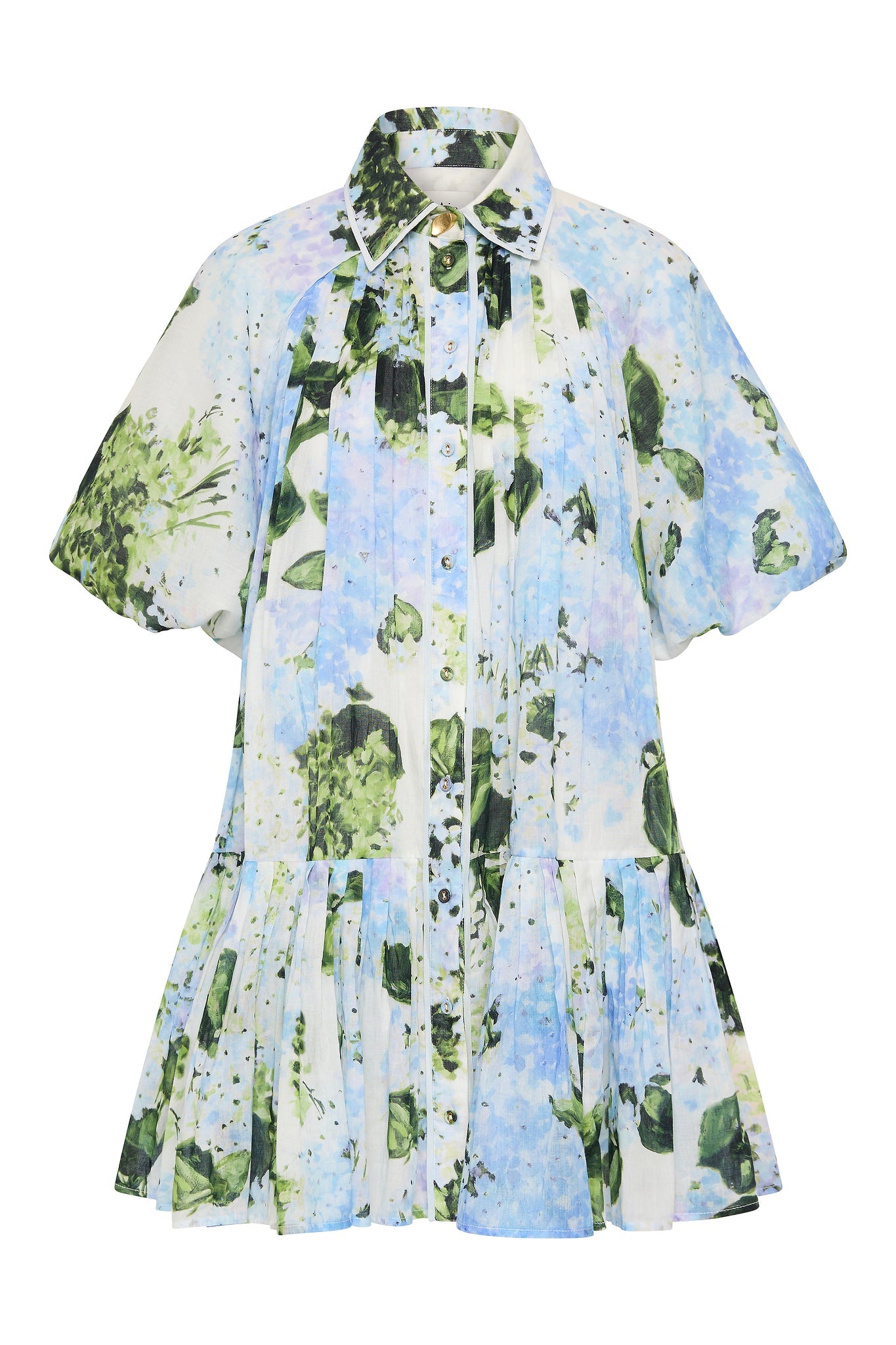 AGATHA BLUE FLORAL SMOCK MINI DRESS