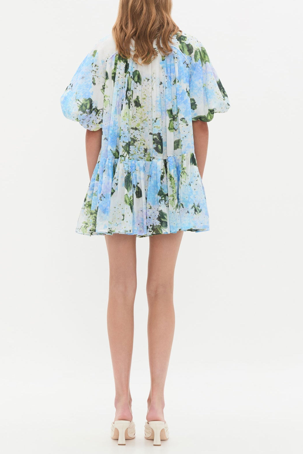 AGATHA BLUE FLORAL SMOCK MINI DRESS