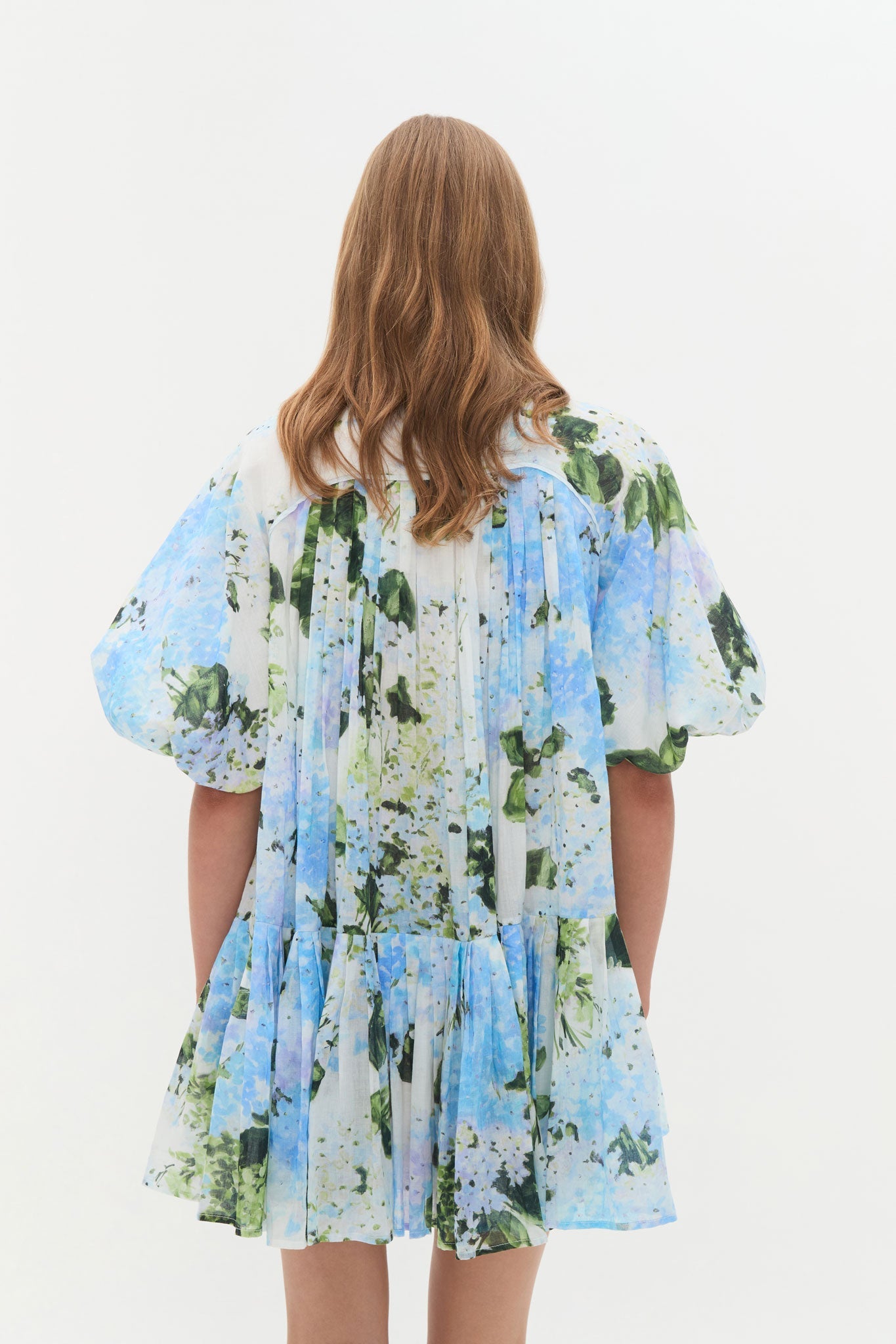 AGATHA BLUE FLORAL SMOCK MINI DRESS