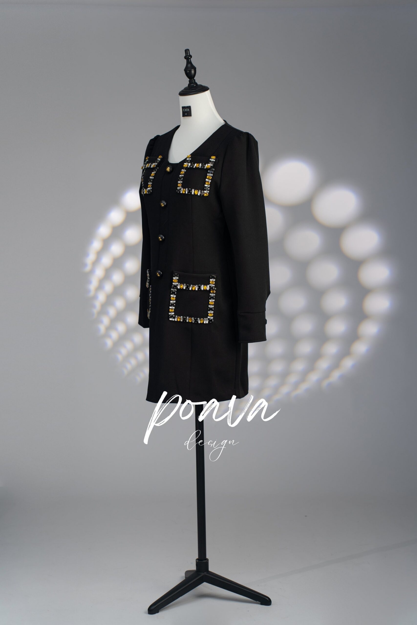 CRYSTAL MINI DRESS BLACK FOR PARTY