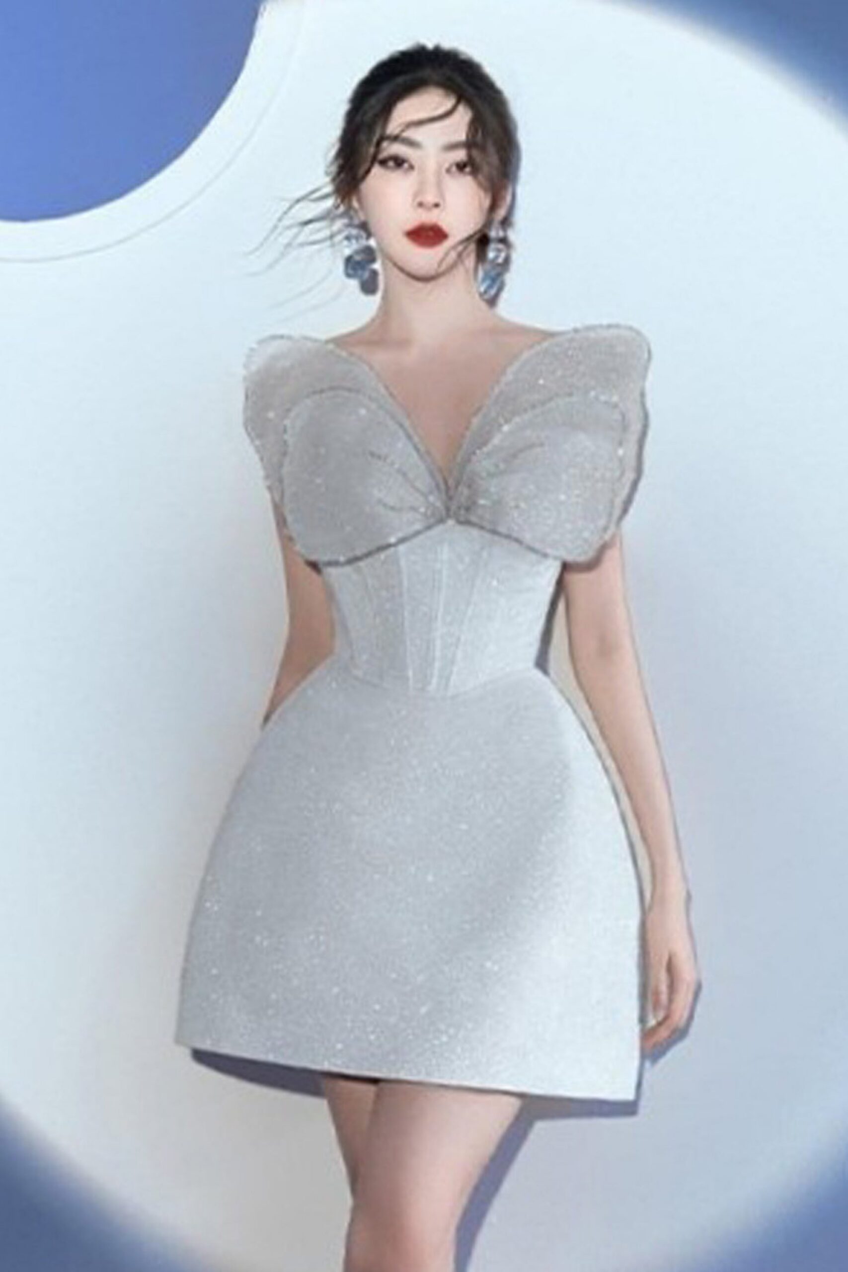 BOW STRAPLESS WHITE MINI DRESS FOR PARTY