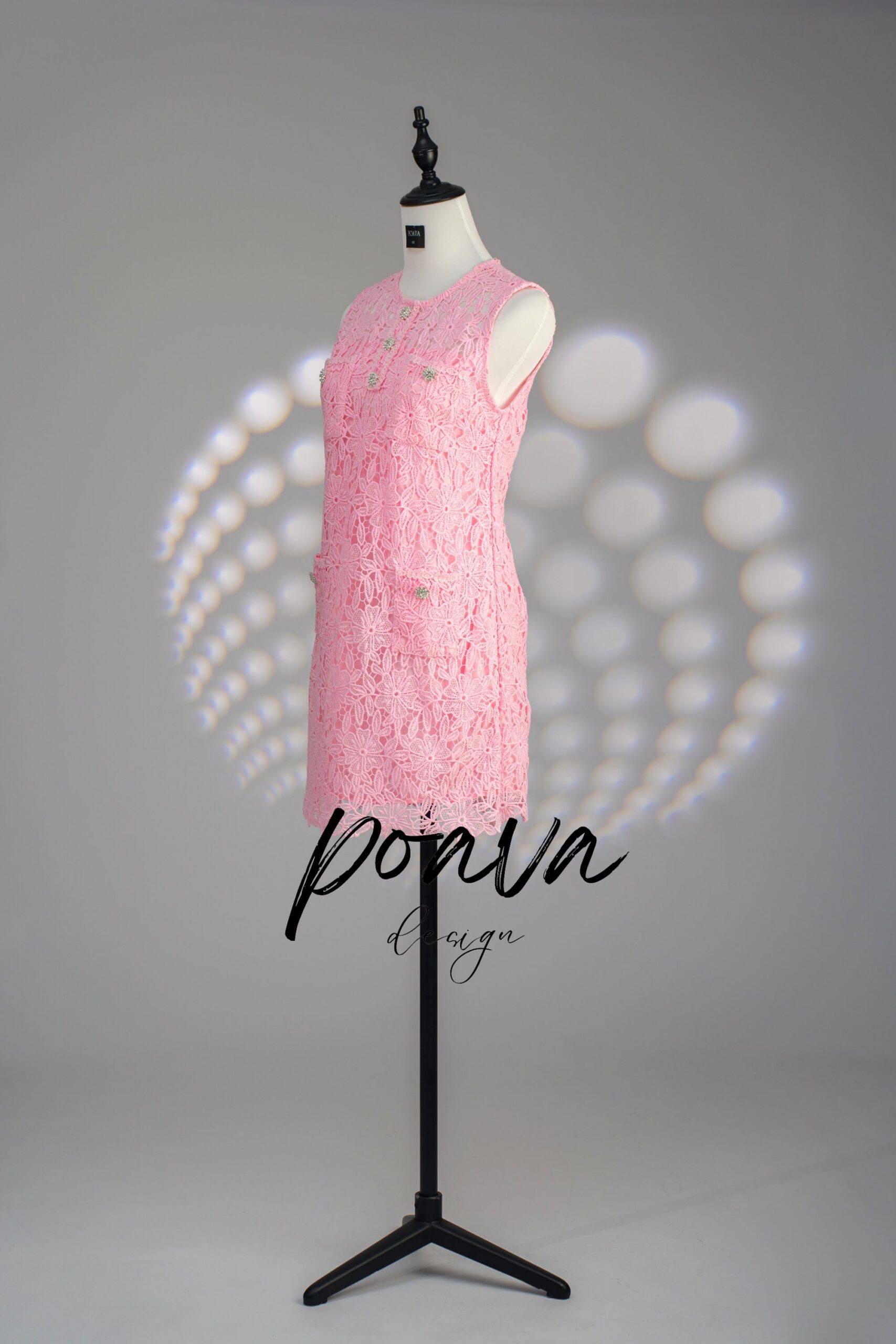 LACE FLORAL MINI DRESS IN PINK