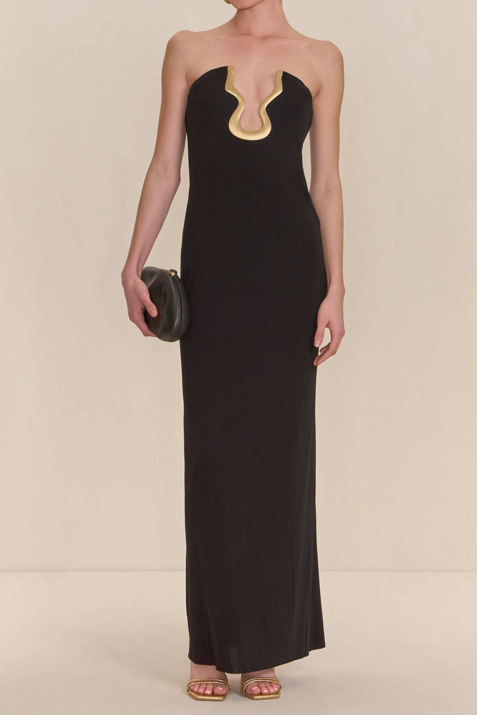 250127_DR_CG_SP25_RESHOOT_LOOK_67_0018copy SIGNATURE GOLD HARDWARE CUTOUT STRAPLESS COLUMN GOWN