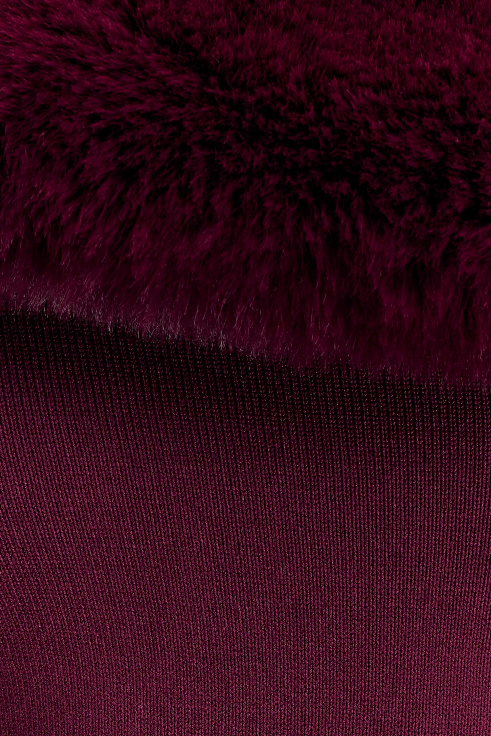 FAUX FUR KNIT MAXI DRESS IN PLUM