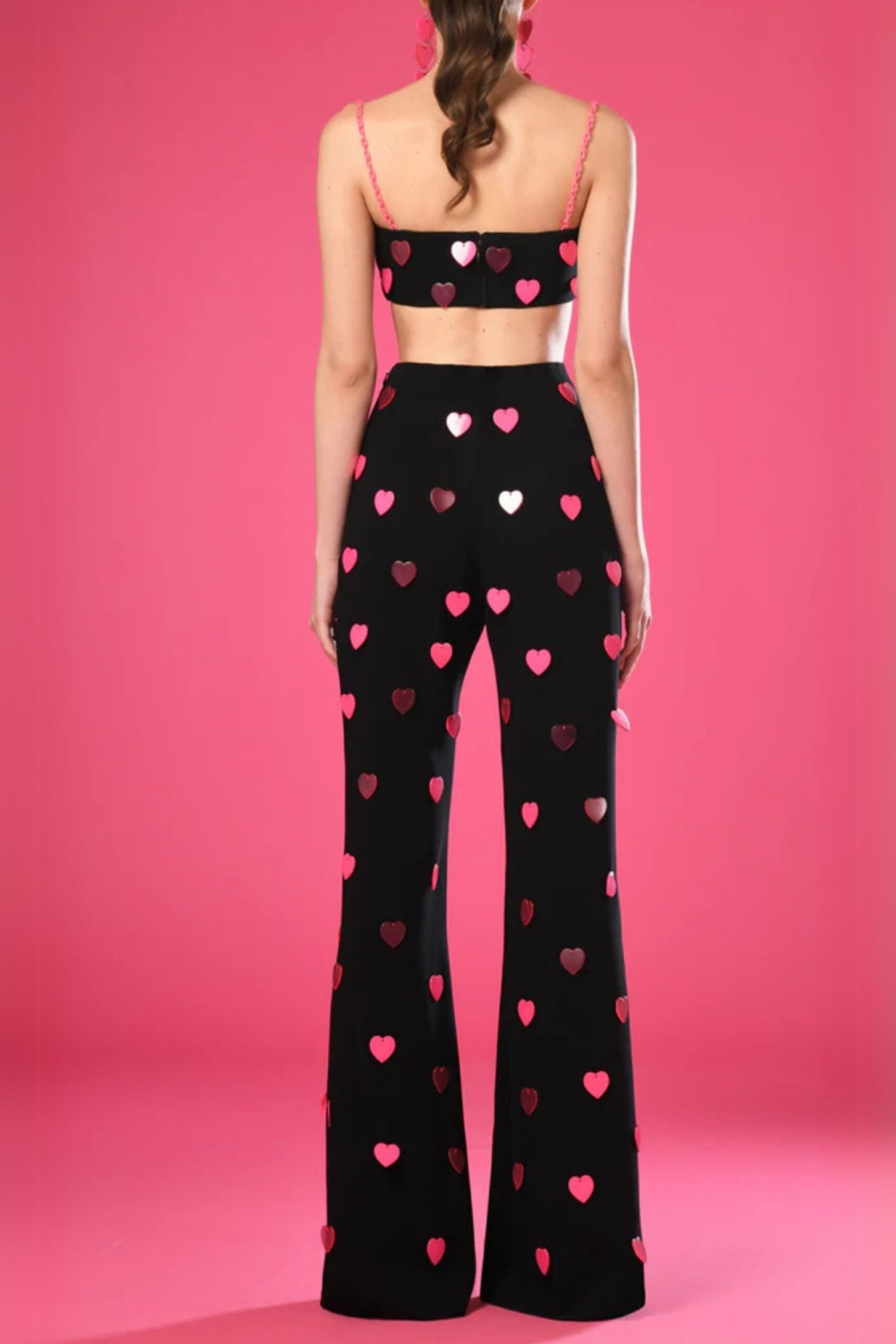 PINK HEART PRINT TOP & PANTS SET FOR DATE NIGHT