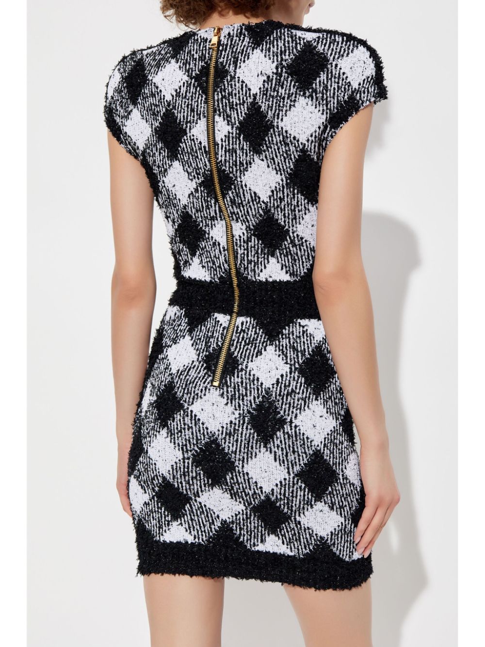 BUTTON PLAID TEXTURE MINI DRESS, CASUAL