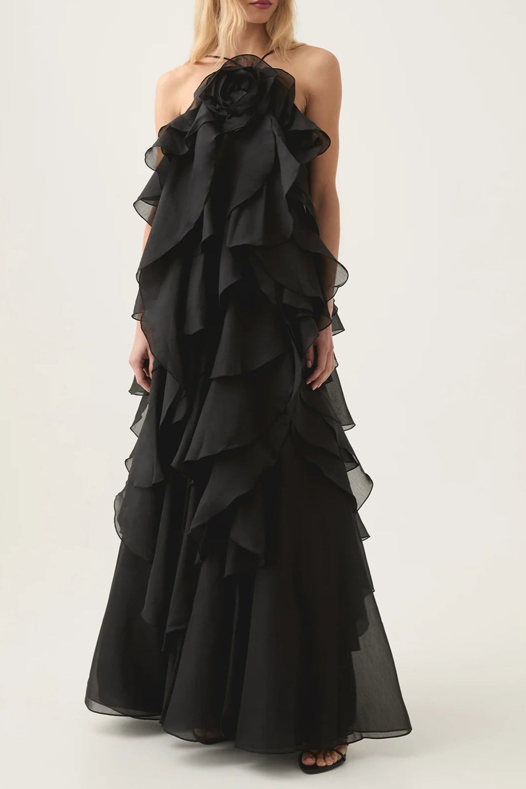 25RE5004_BLK_3_1729225988 OFF-SHOULDER RUFFLE MAXI DRESS, BLACK