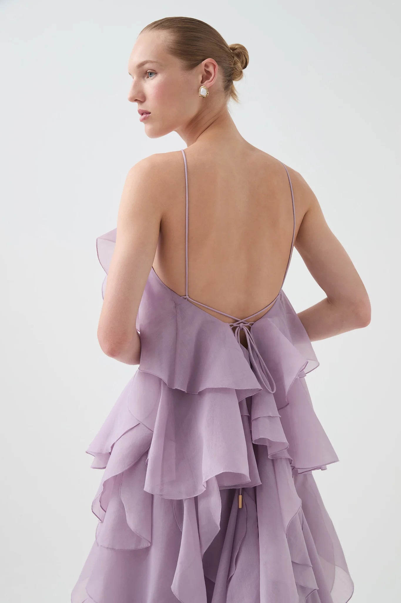 OFF-SHOULDER RUFFLE MAXI DRESS PURPLE