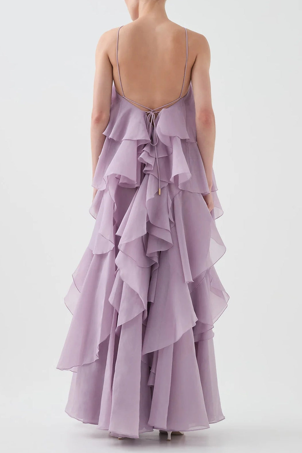 OFF-SHOULDER RUFFLE MAXI DRESS PURPLE