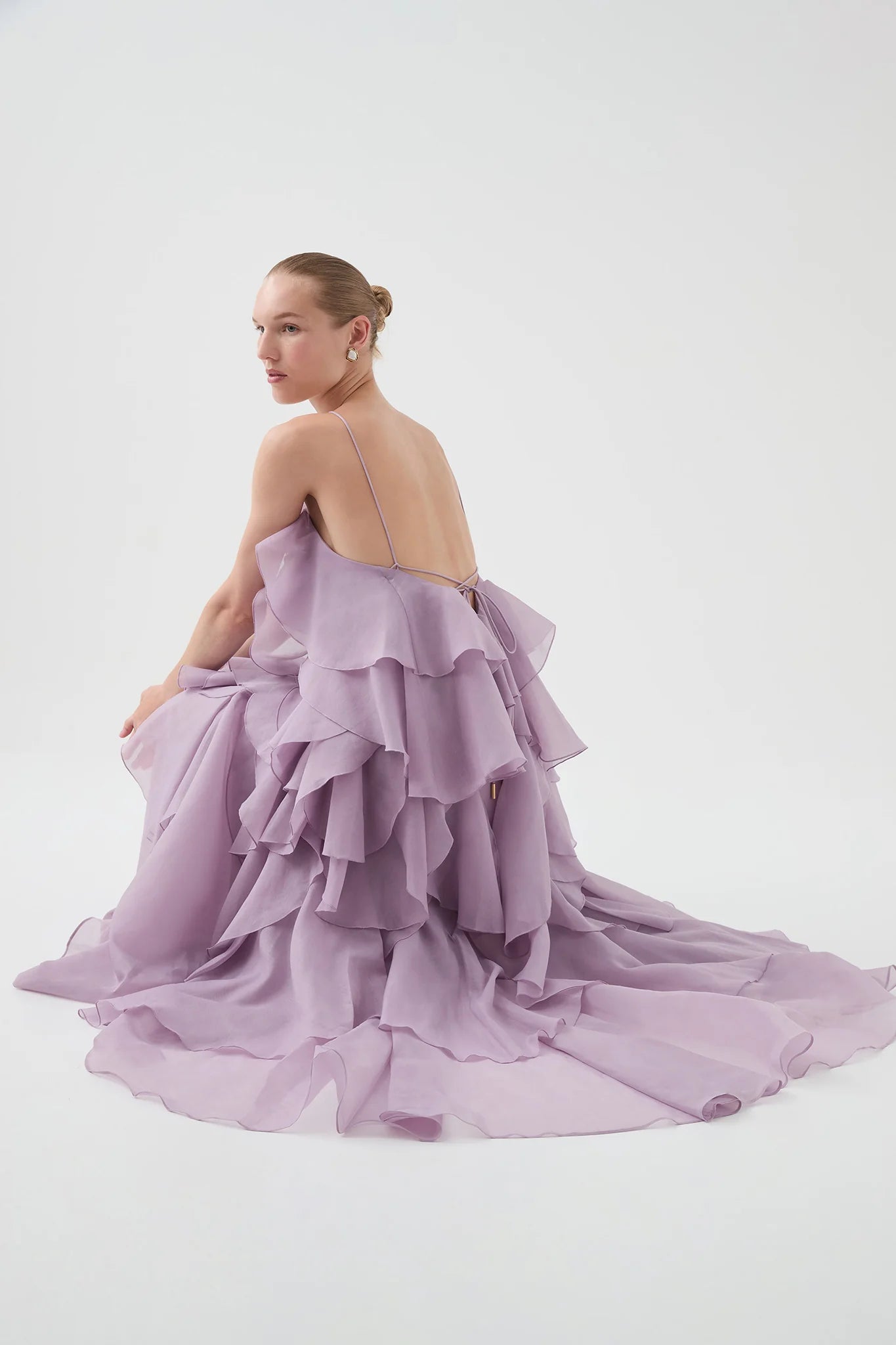 OFF-SHOULDER RUFFLE MAXI DRESS PURPLE