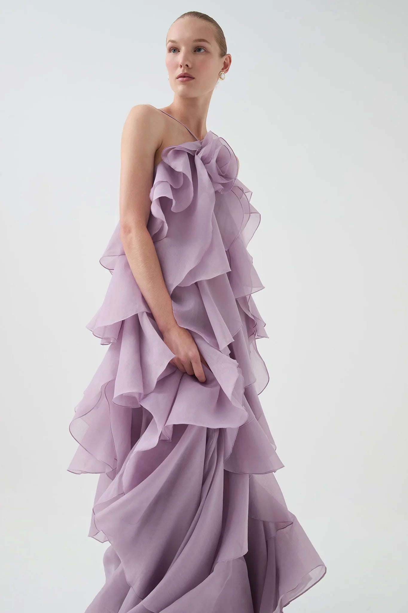 OFF-SHOULDER RUFFLE MAXI DRESS PURPLE