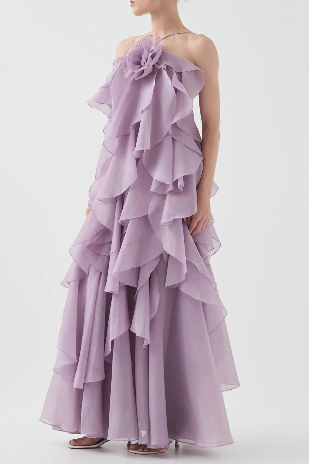 OFF-SHOULDER RUFFLE MAXI DRESS PURPLE