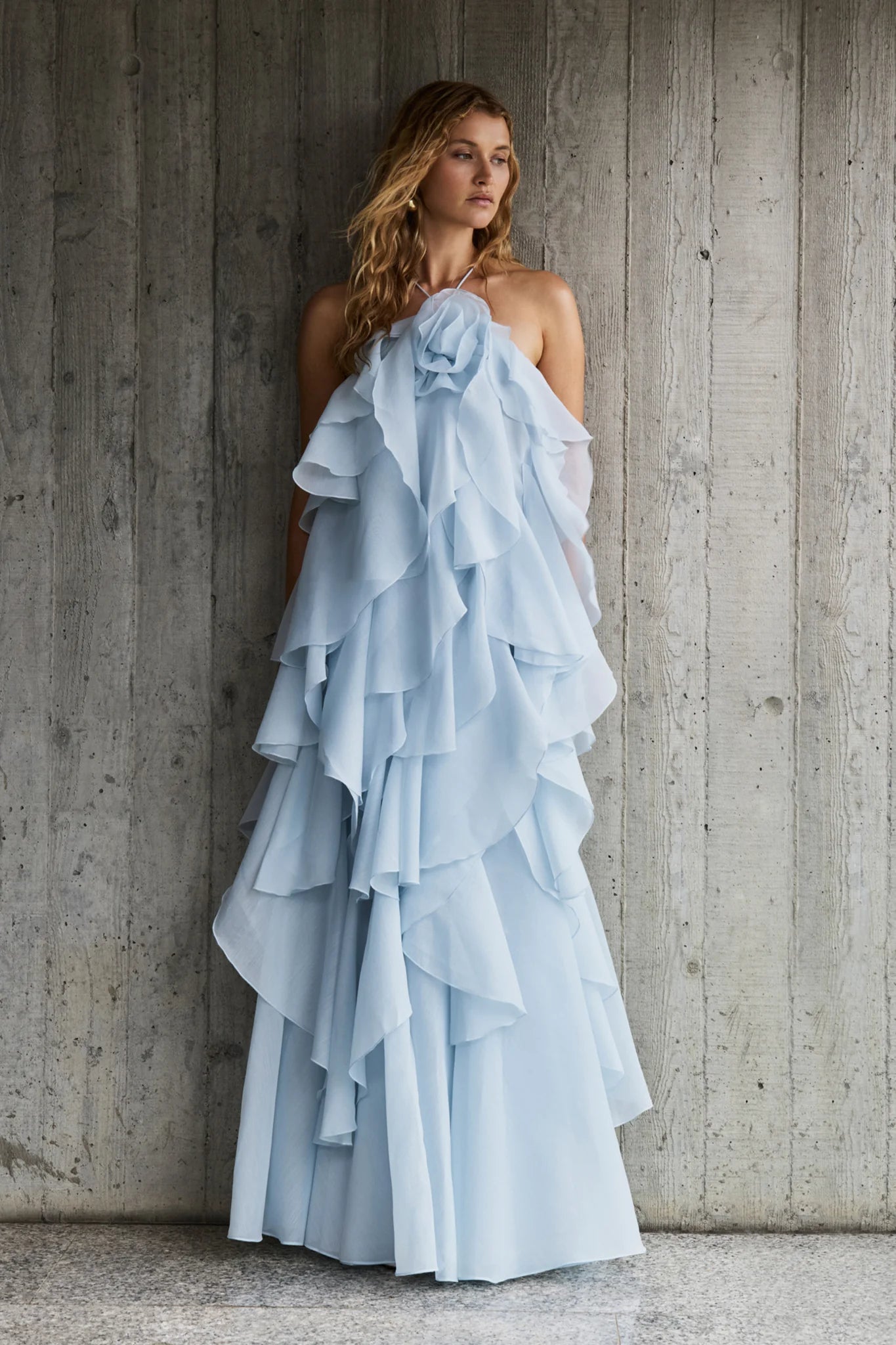 OFF-SHOULDER RUFFLE MAXI DRESS FOR WEDDING