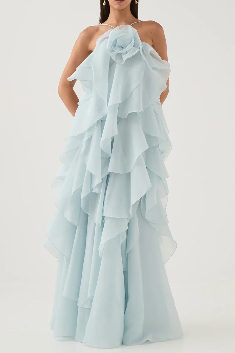 OFF-SHOULDER RUFFLE MAXI DRESS FOR WEDDING