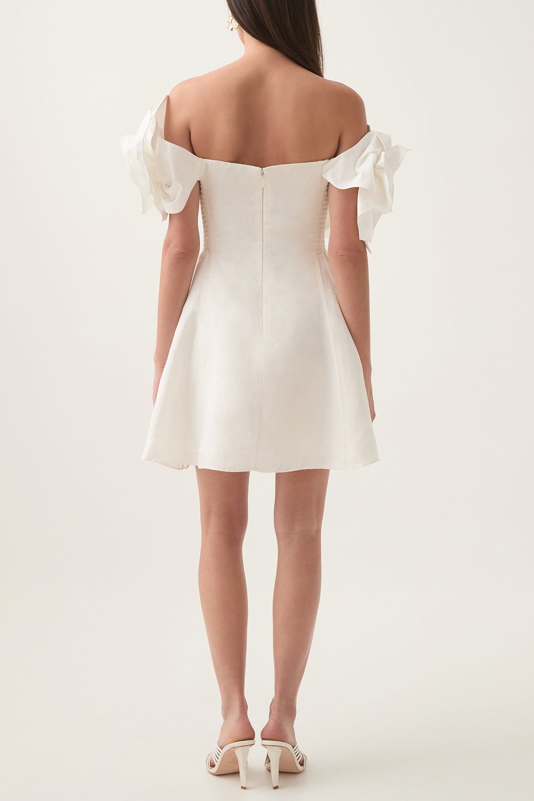 ETTA STRAPLESS FLOWER MINI DRESS, IVORY