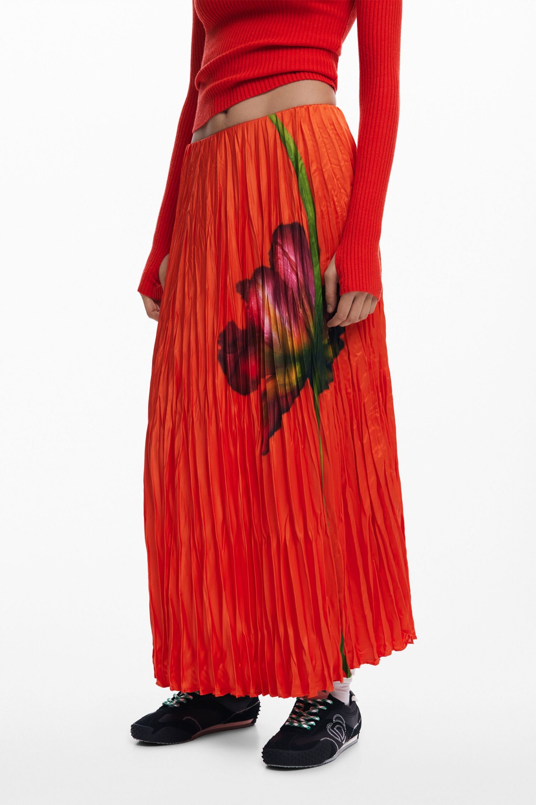 FLORAL TEXTURE MIDI SKIRT FOR PARTY