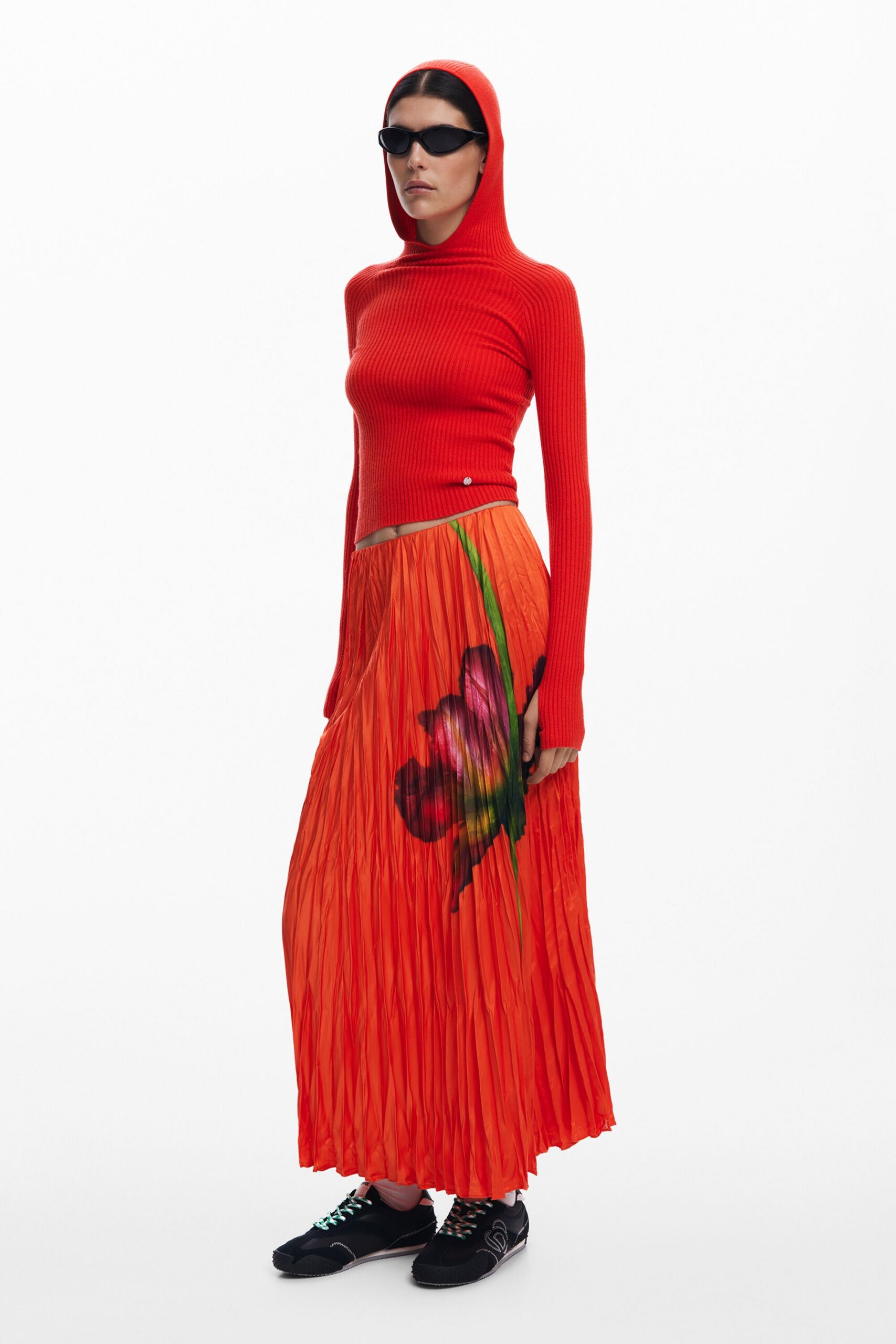 FLORAL TEXTURE MIDI SKIRT FOR PARTY