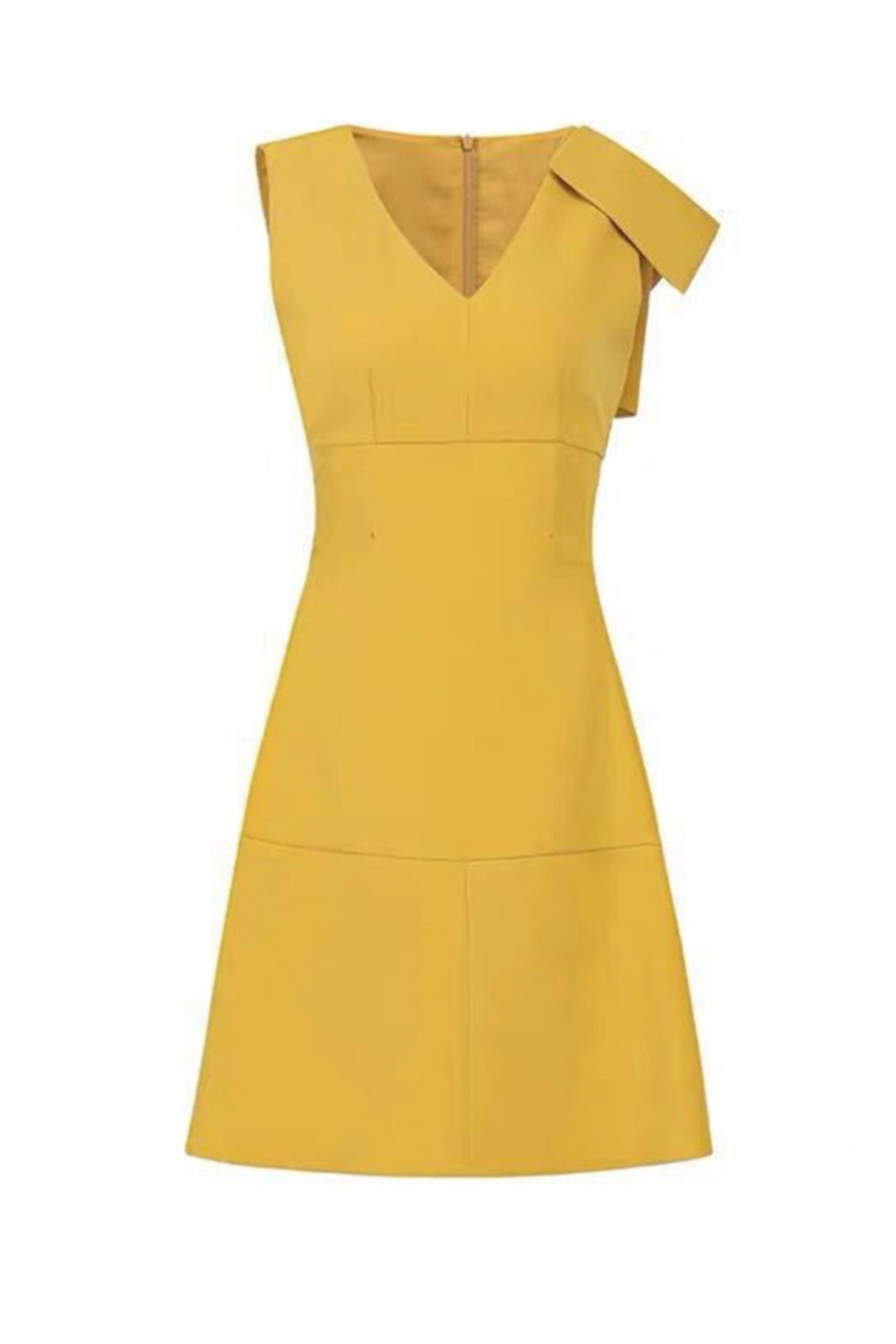 YELLOW BOW MINI DRESS FOR PARTY