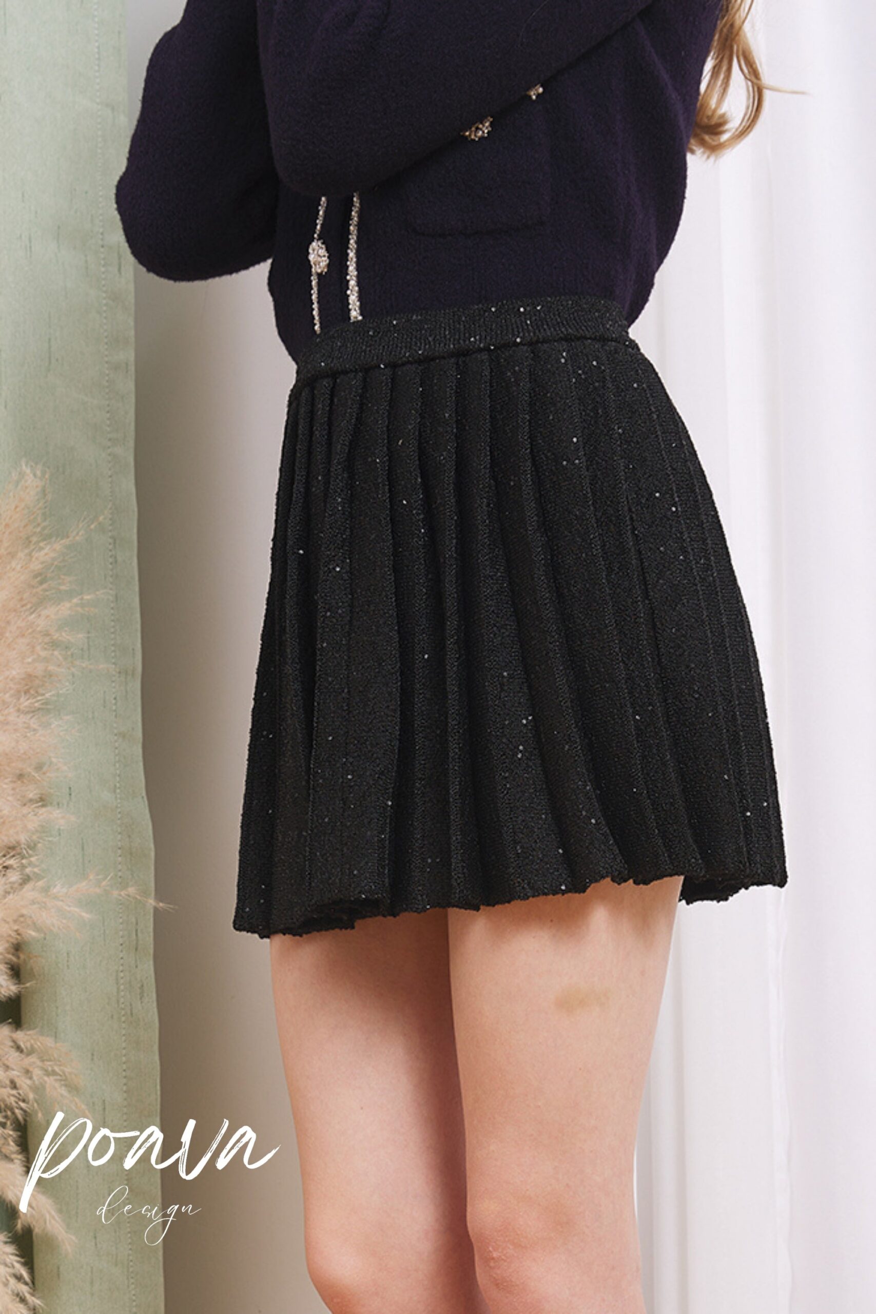 A-LINE PLEATED MINI BLACK DRESS
