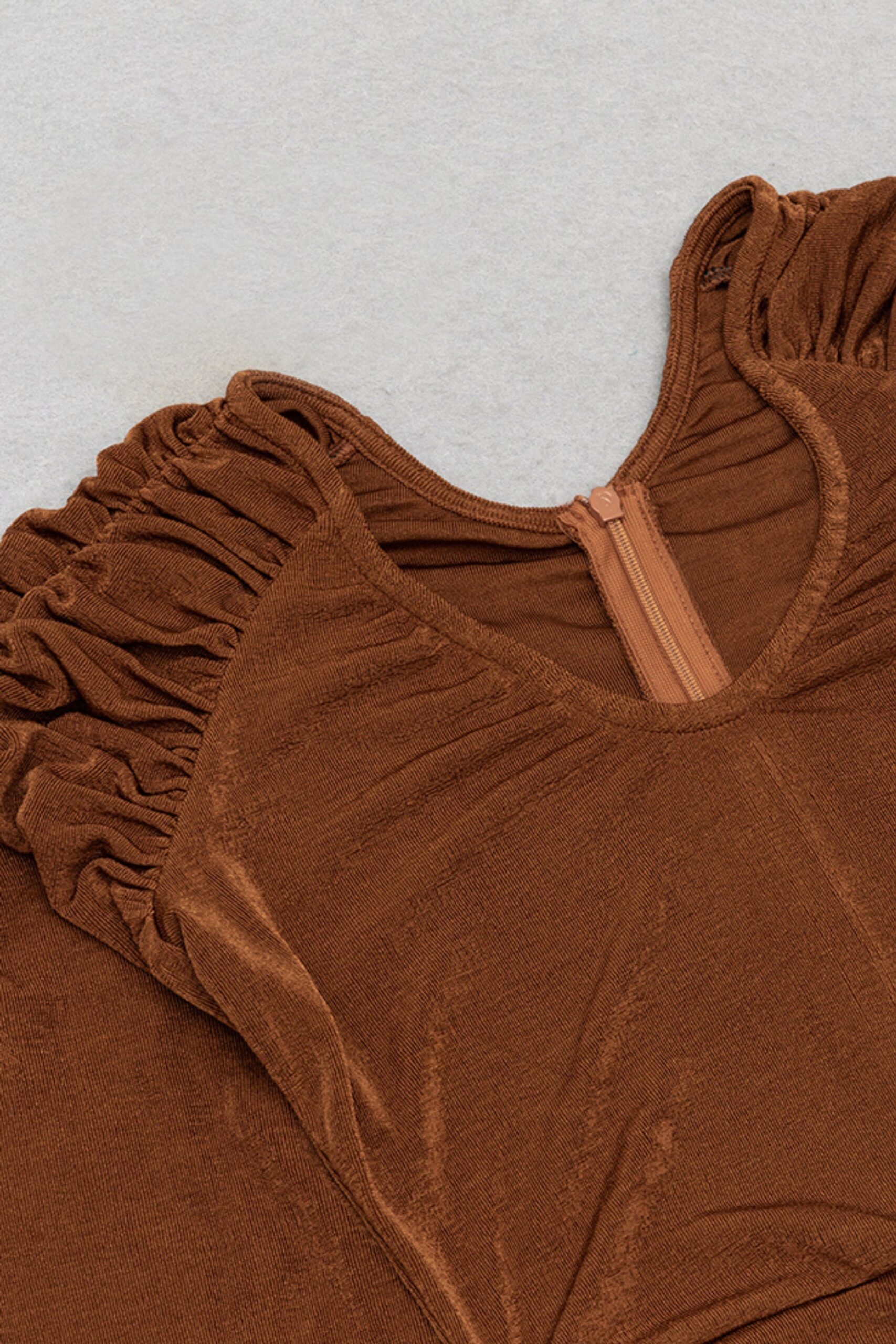 LONG SLEEVE MERMAID BROWN MAXI DRESS