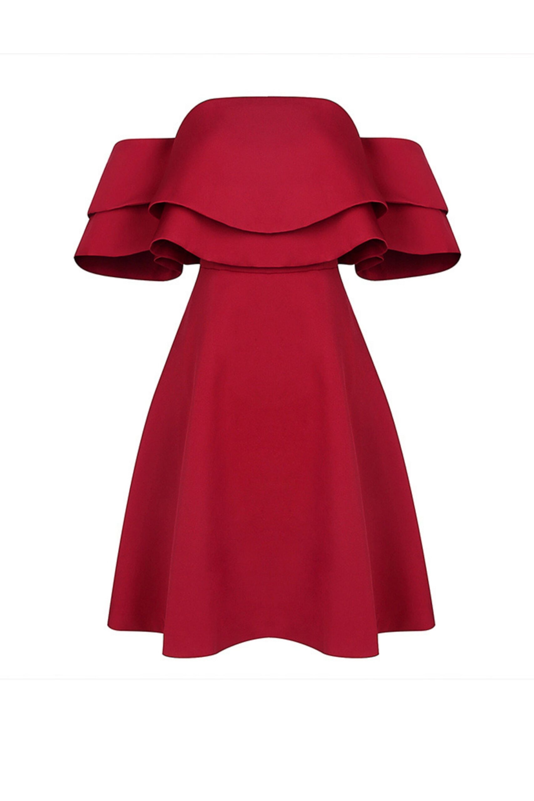 RUFFLE SLEEVELESS RED MINI DRESS FOR PARTY